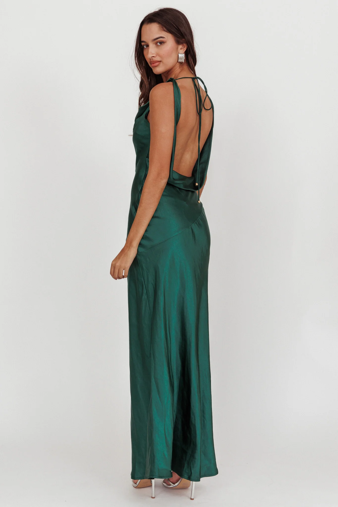 Cassiopeia Open Back Maxi Dress Forest Green - Image 2
