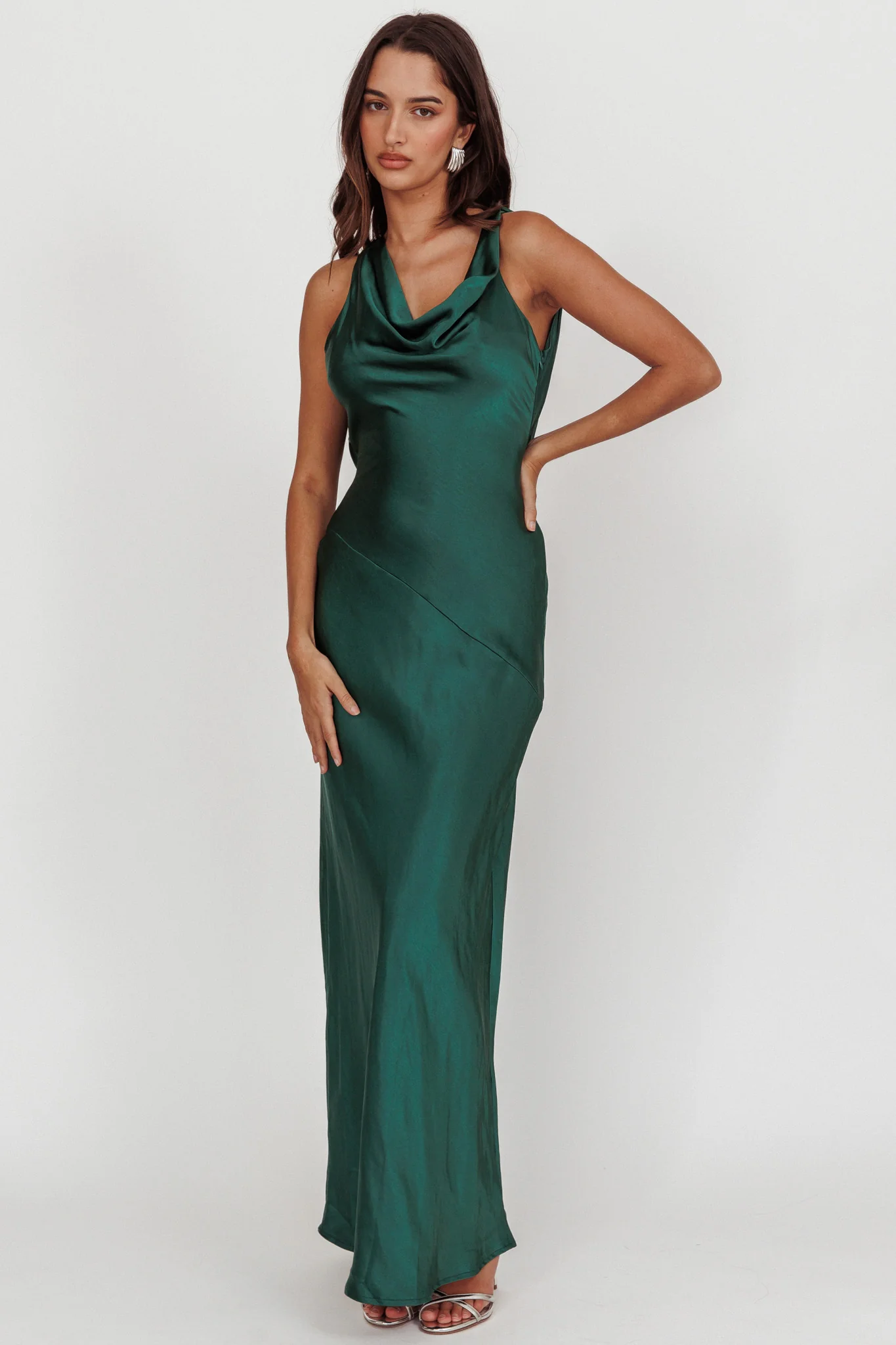 Cassiopeia Open Back Maxi Dress Forest Green - Image 3