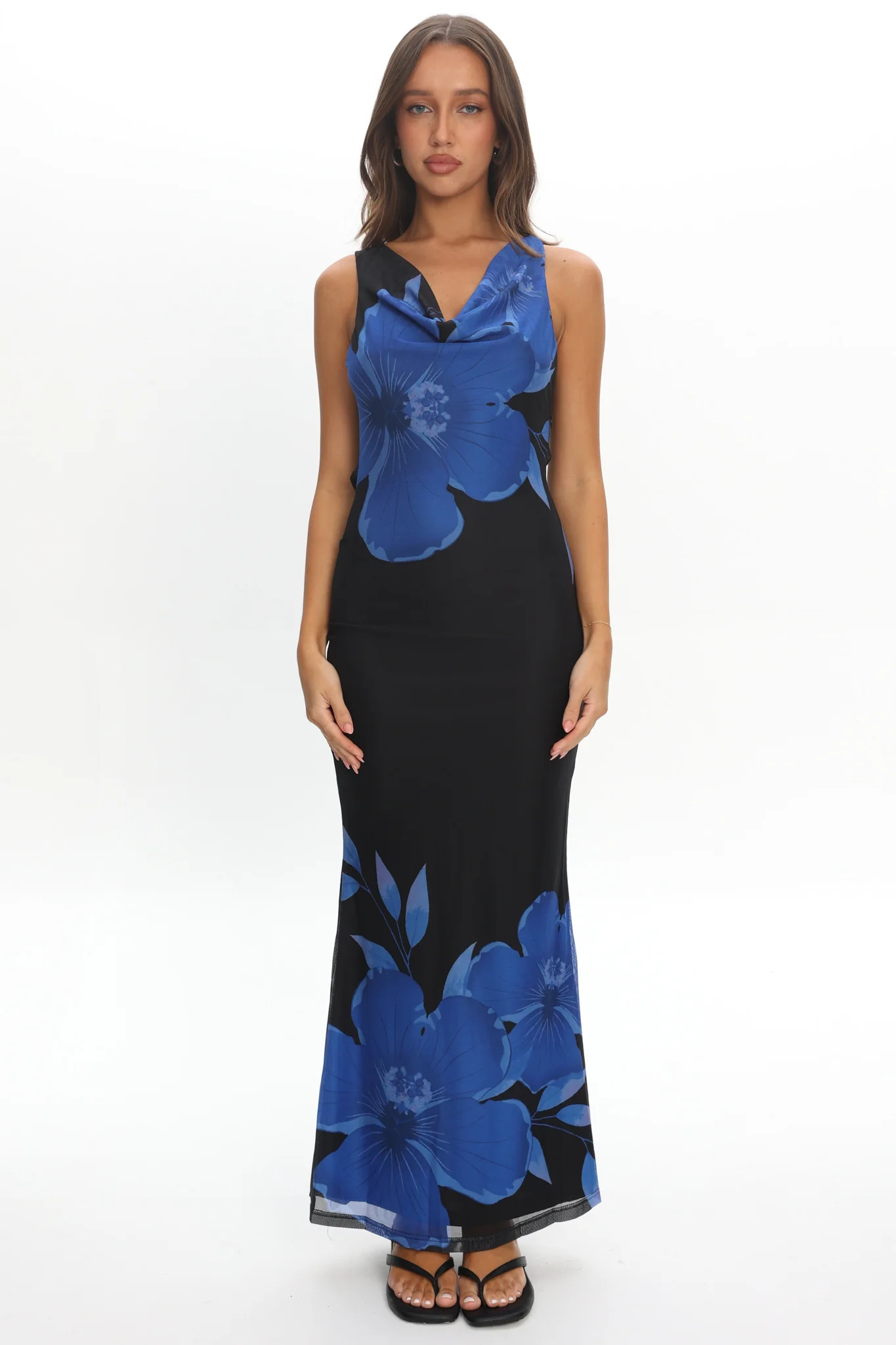 Cassiopeia Open Back Maxi Dress Hibiscus Blue - Image 2