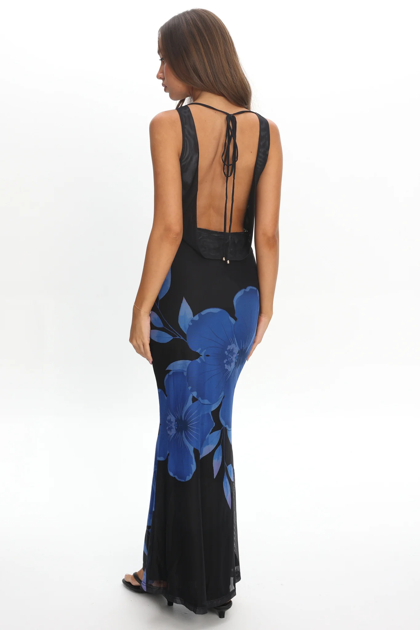 Cassiopeia Open Back Maxi Dress Hibiscus Blue - Image 3