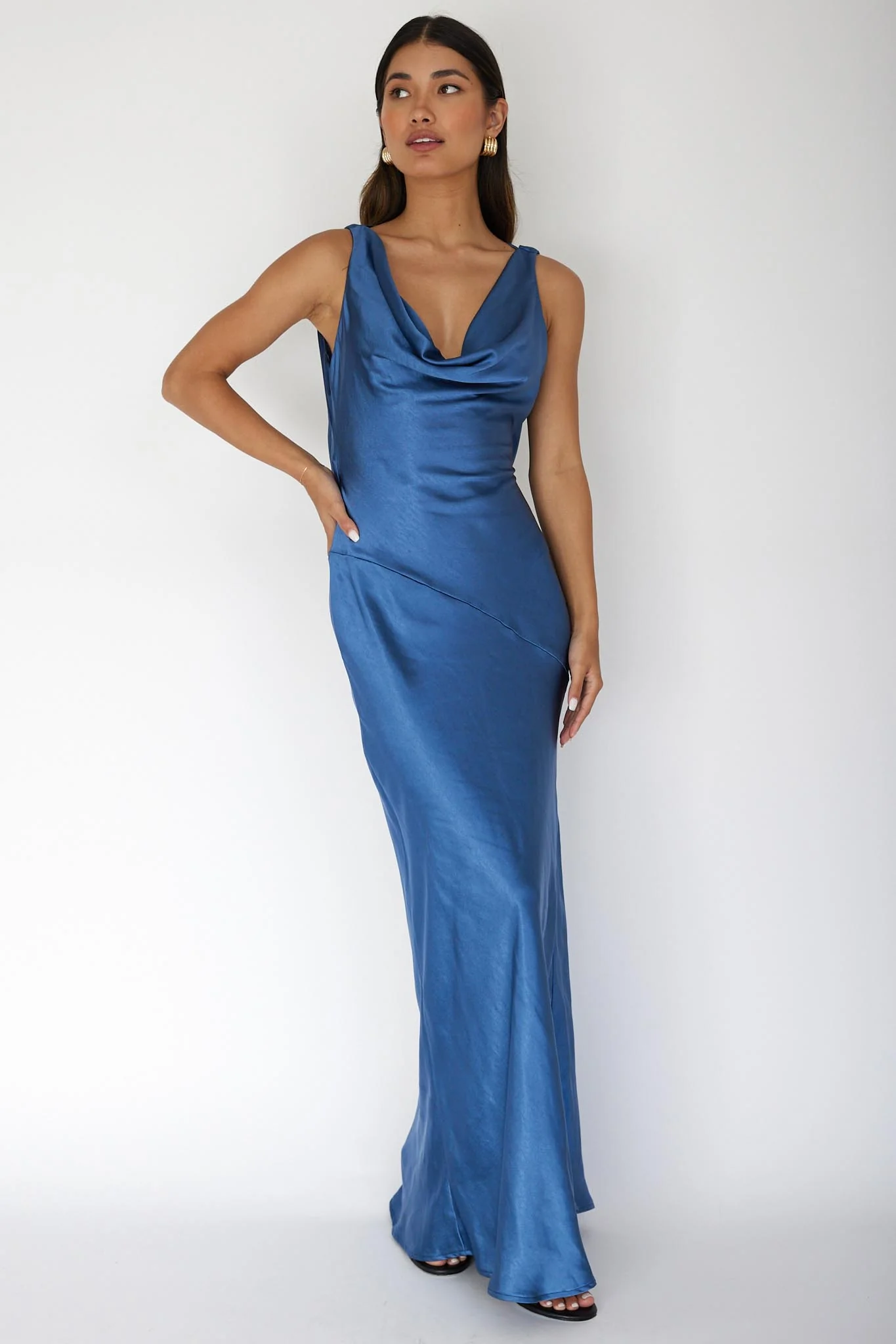 Cassiopeia Open Back Maxi Dress Navy - Image 5