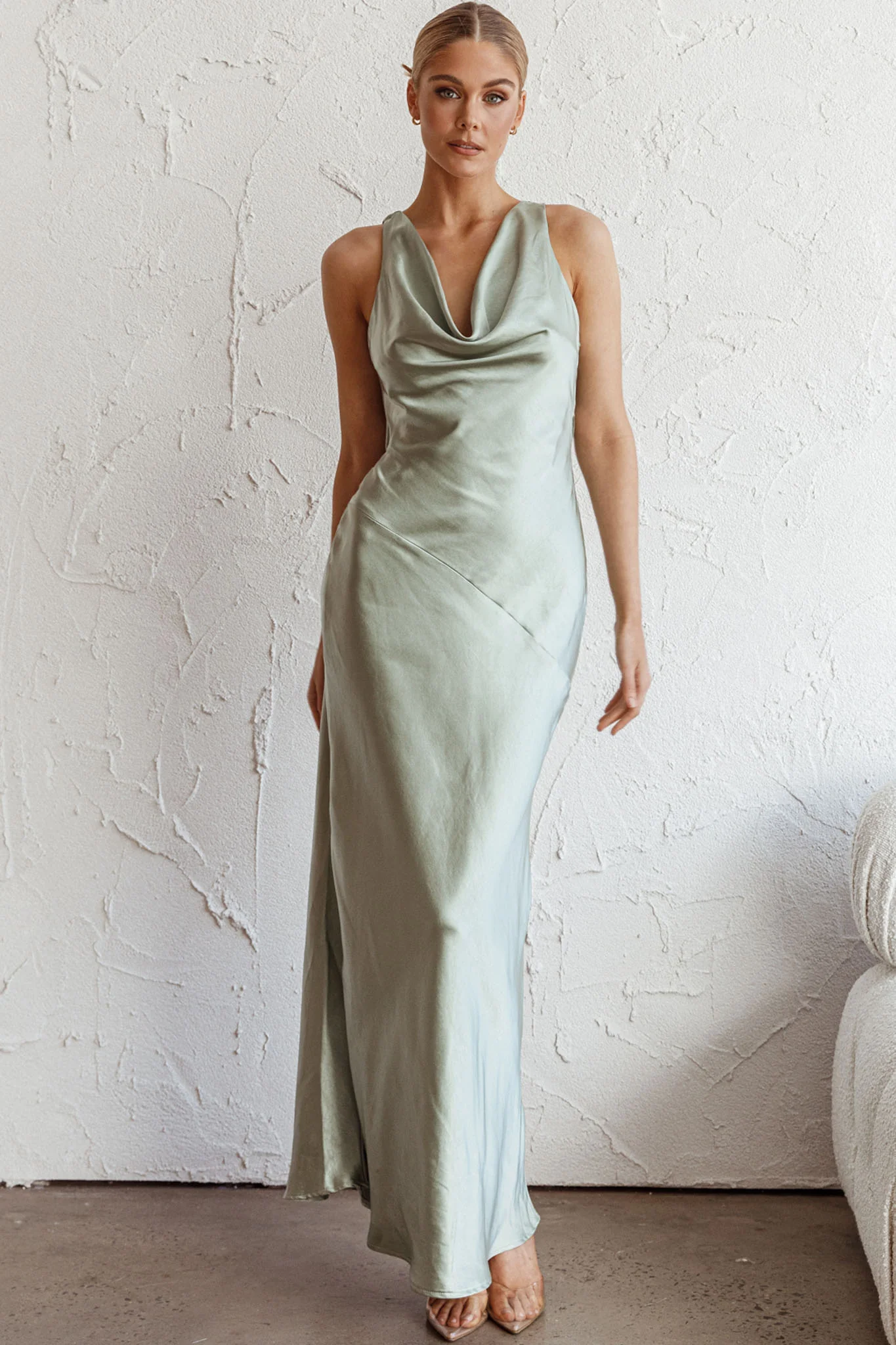 Cassiopeia Open Back Maxi Dress Pistachio - Image 5