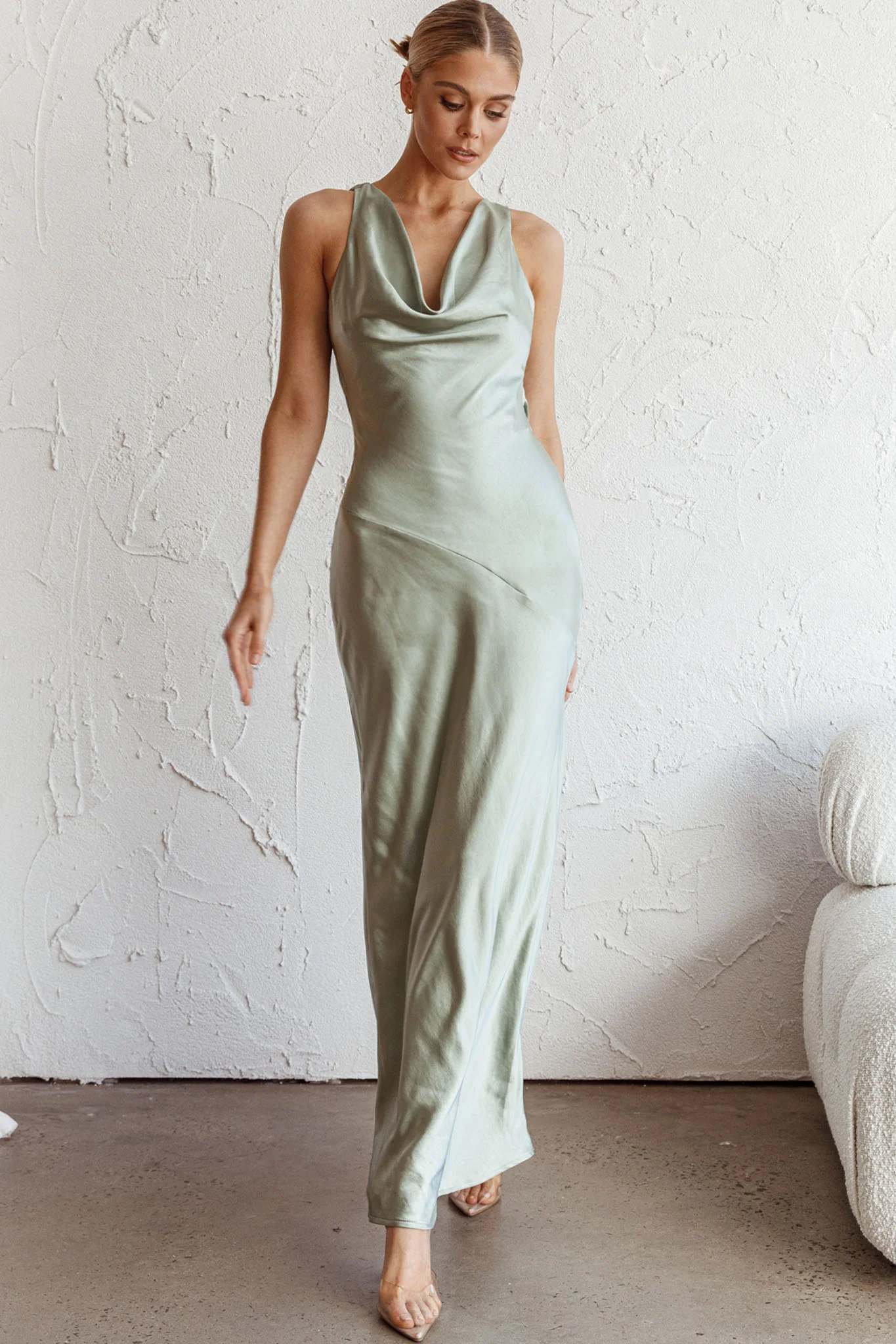 Cassiopeia Open Back Maxi Dress Pistachio - Image 6