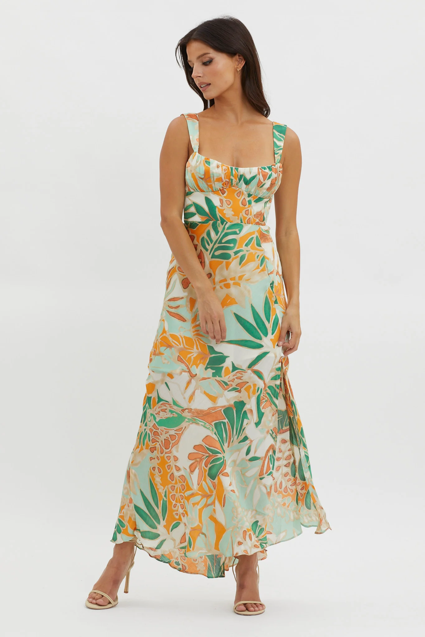Casuarina Gathered Bust Midi Dress Green - Image 5