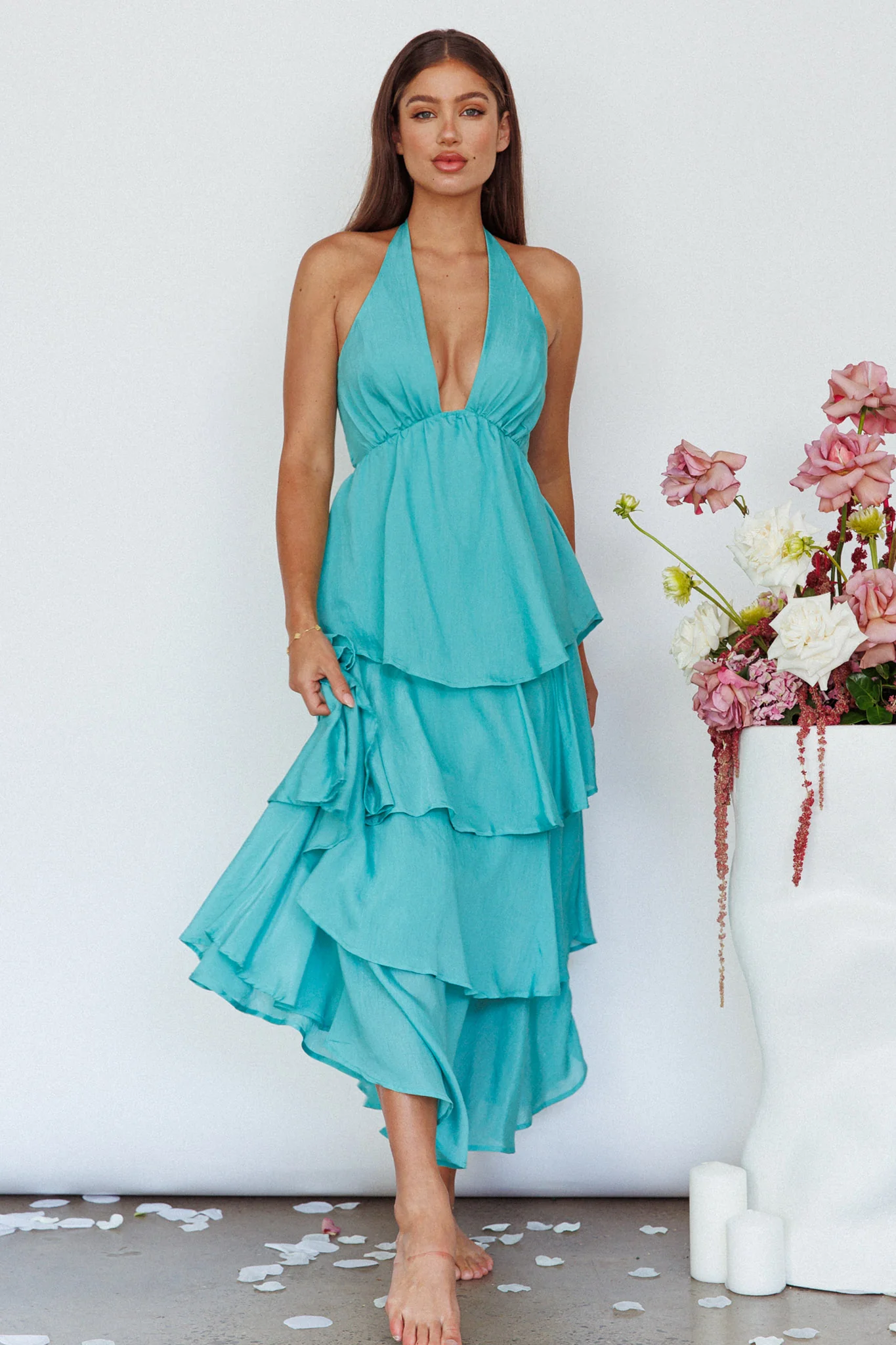 Catalina Tiered Ruffle Maxi Dress Mint - Image 6
