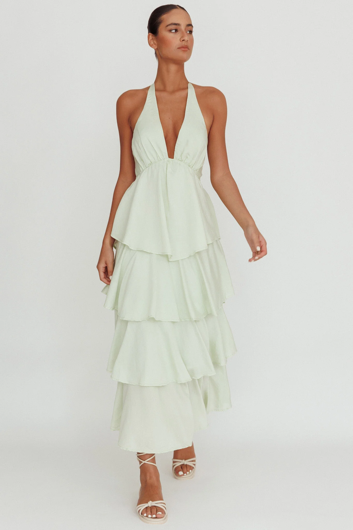 Catalina Tiered Ruffle Maxi Dress Sage - Image 5