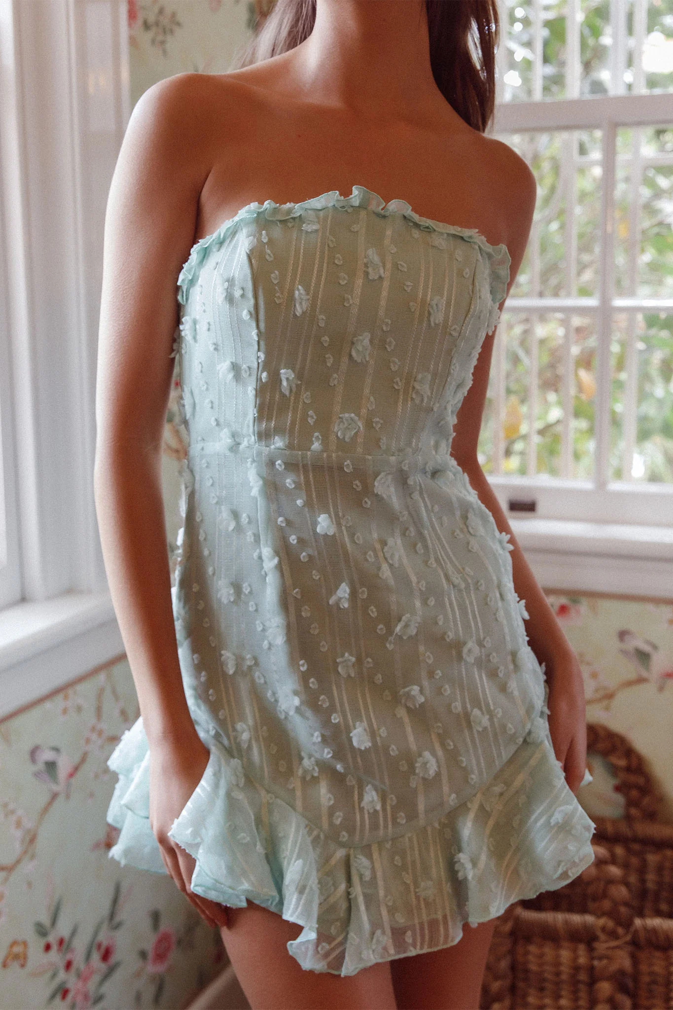 Cece Embellished Bandeau Dress Sage - Image 4