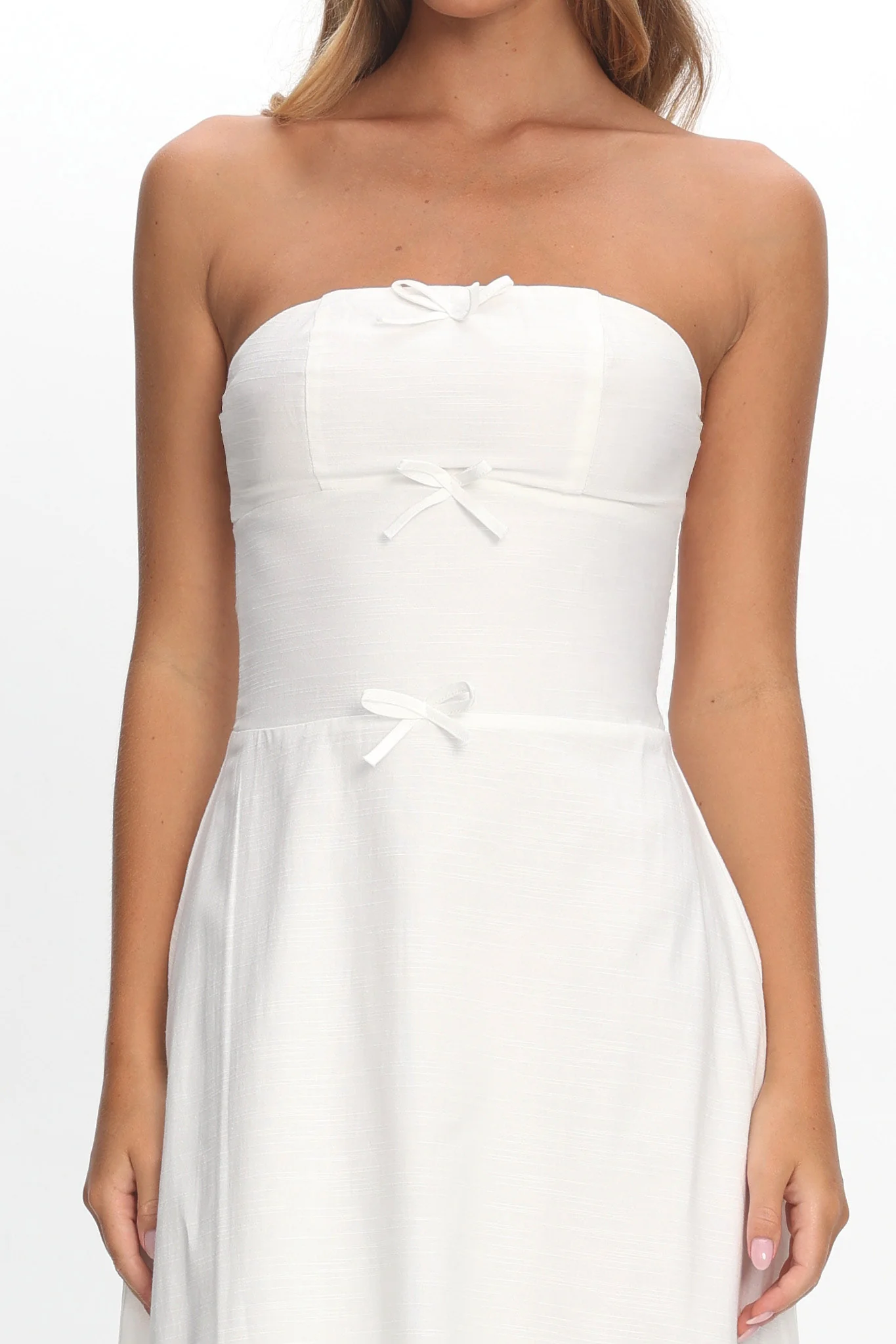 Celandra Bow Bodice Maxi Dress White - Image 4
