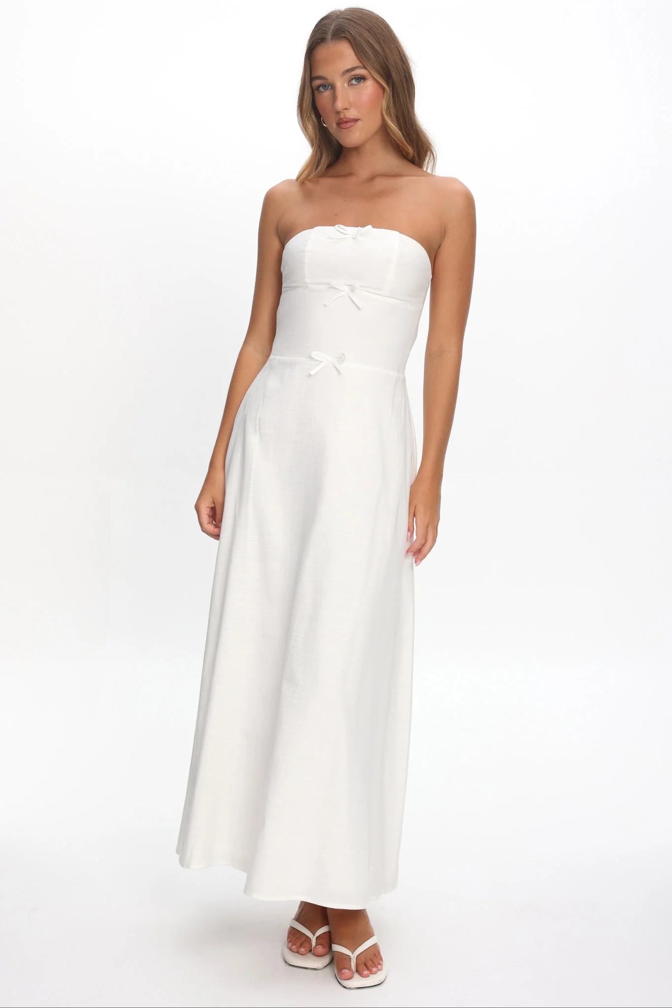 Celandra Bow Bodice Maxi Dress White - Image 5