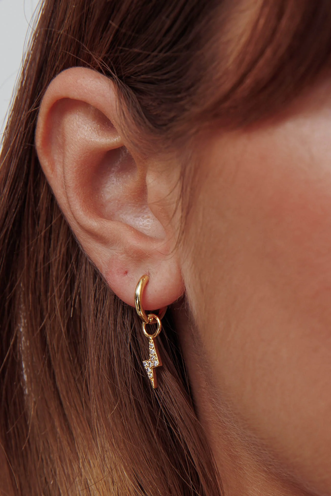 Celeste Lightning Zircon Earrings Gold - Image 2