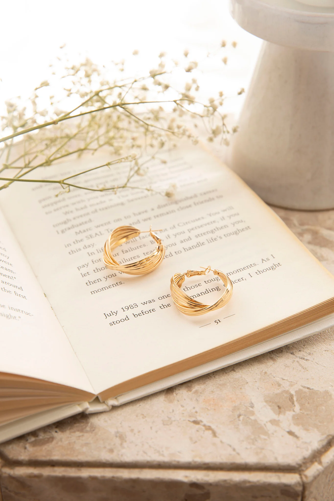 Celia Twist Hoop Earrings Gold - Image 8