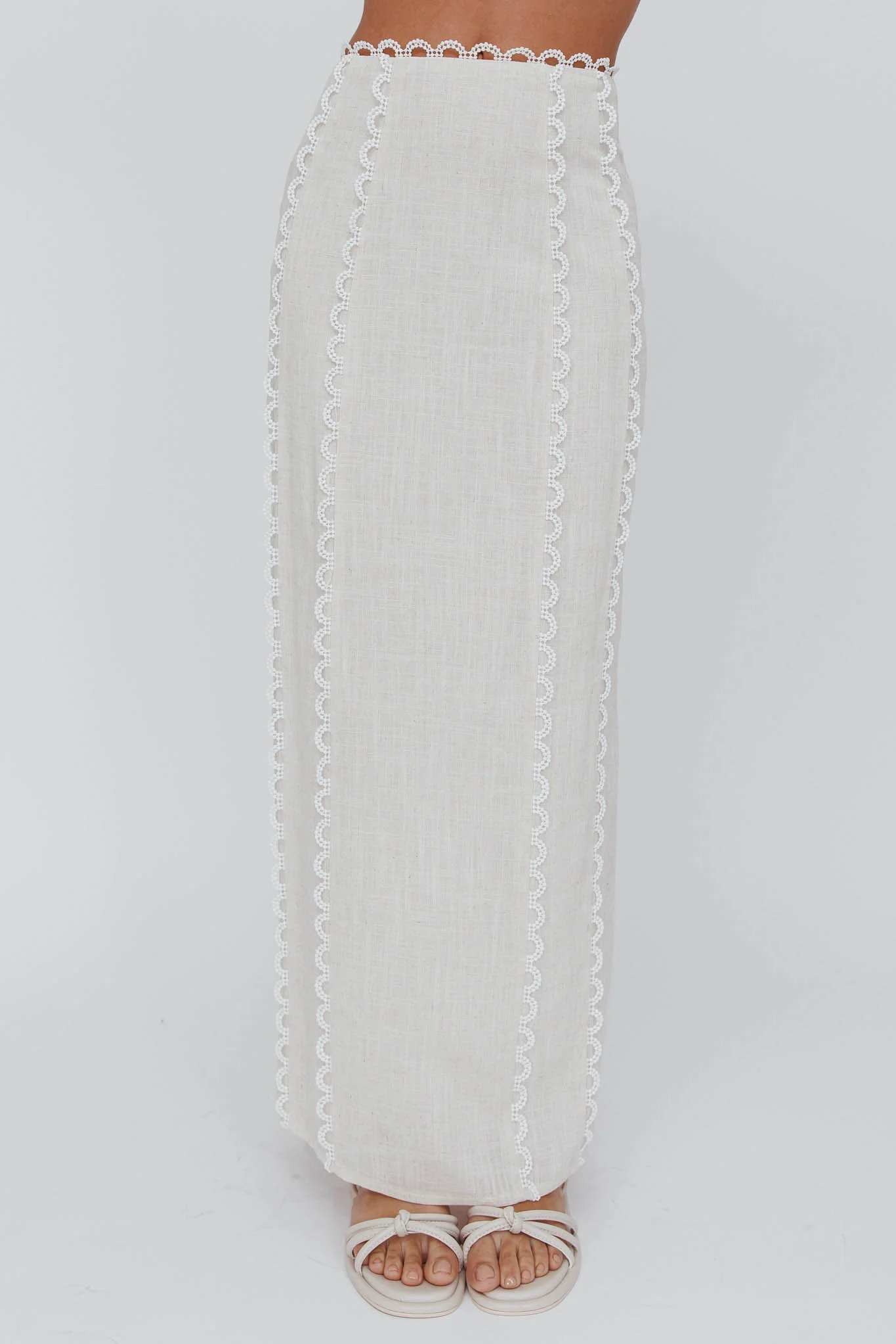 Chamberlain Scallop Trim Maxi Skirt Sand - Image 3