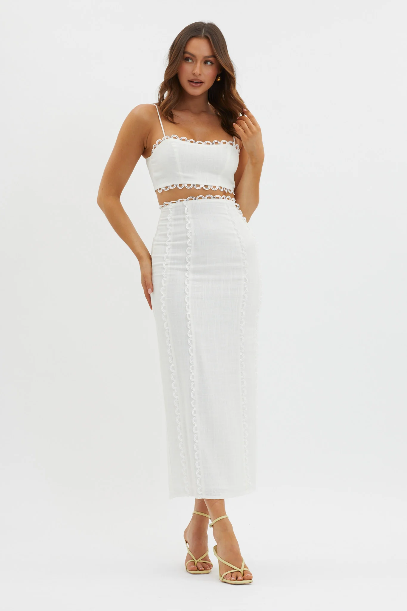 Chamberlain Scallop Trim Maxi Skirt White - Image 5