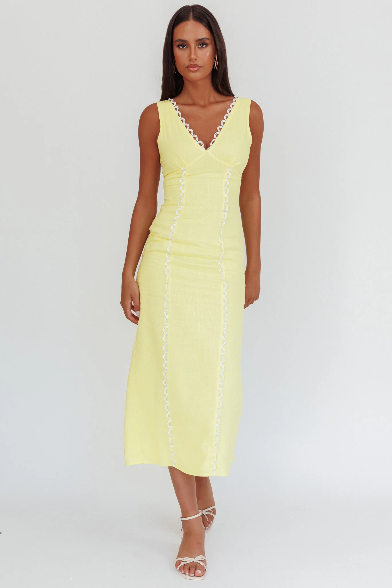 Chamberlain Scallop Trim V-Neck Maxi Dress Butter - Image 4