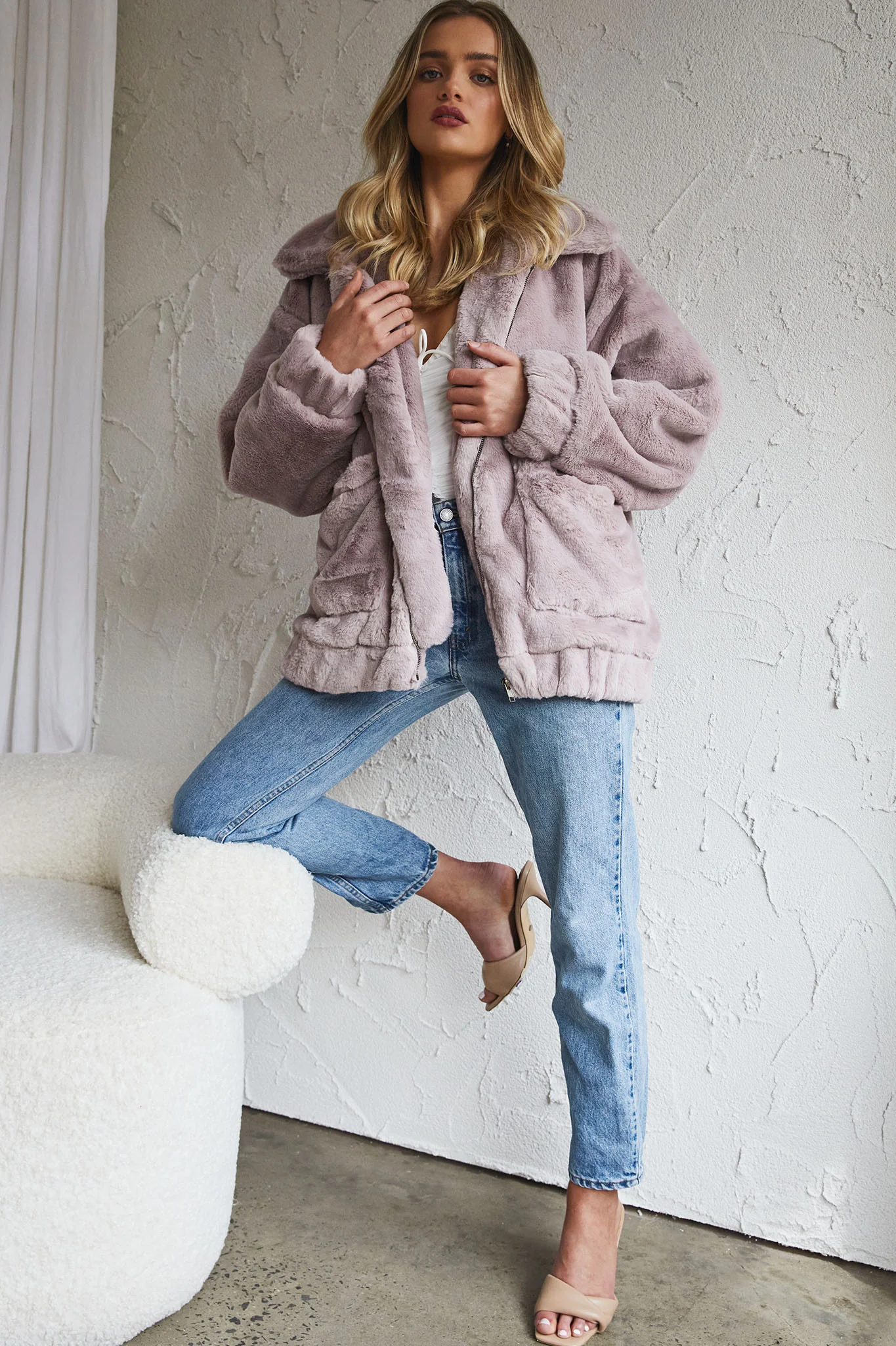 Chamonix Collared Zip Front Jacket Mauve - Image 4