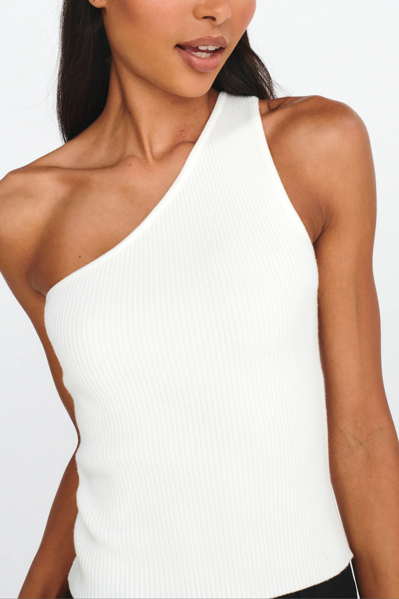 Channy One-Shoulder Ribbed Top White - Image 4