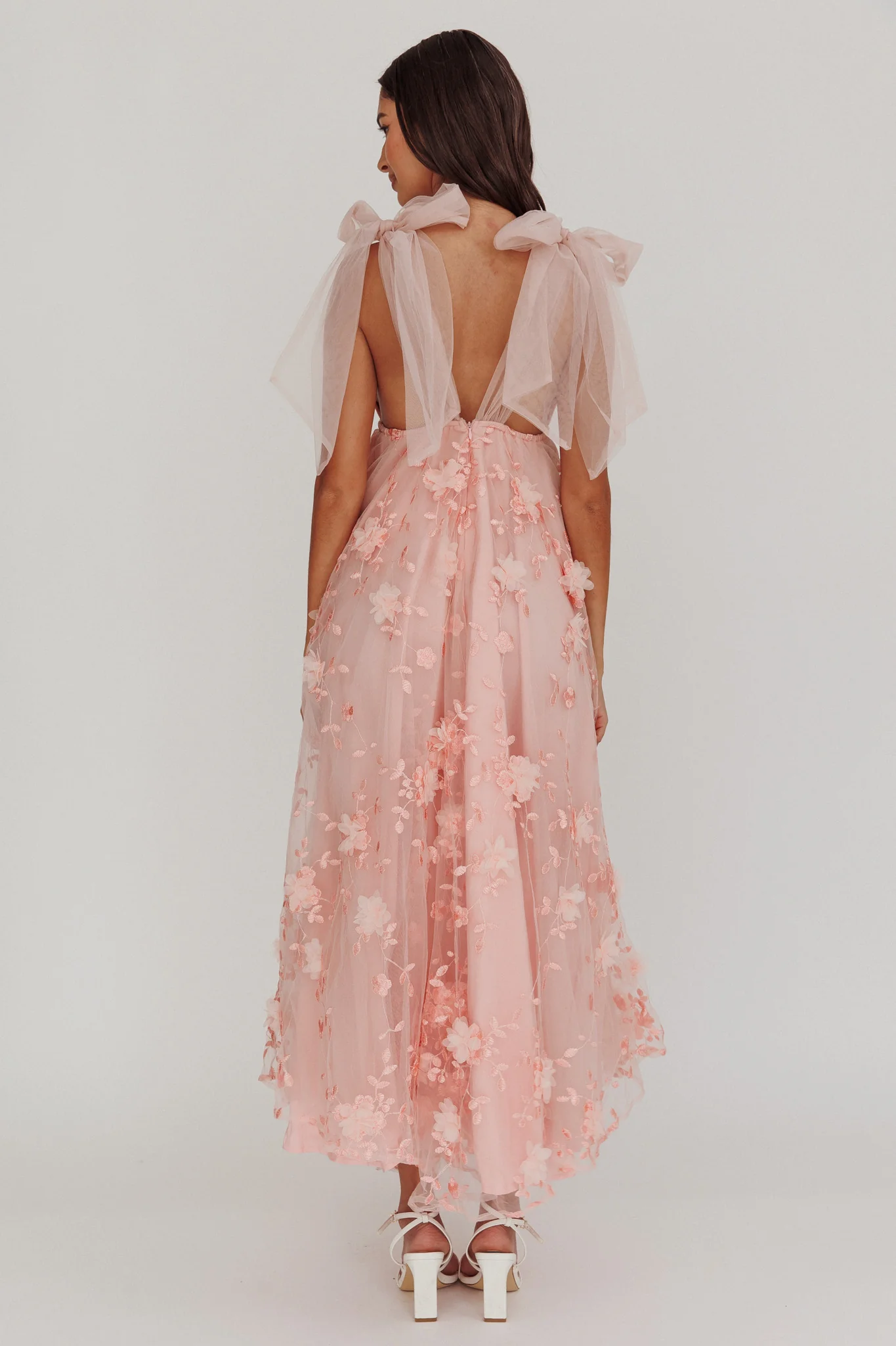 Chantilly Tied Shoulder Maxi Dress Blush - Image 2
