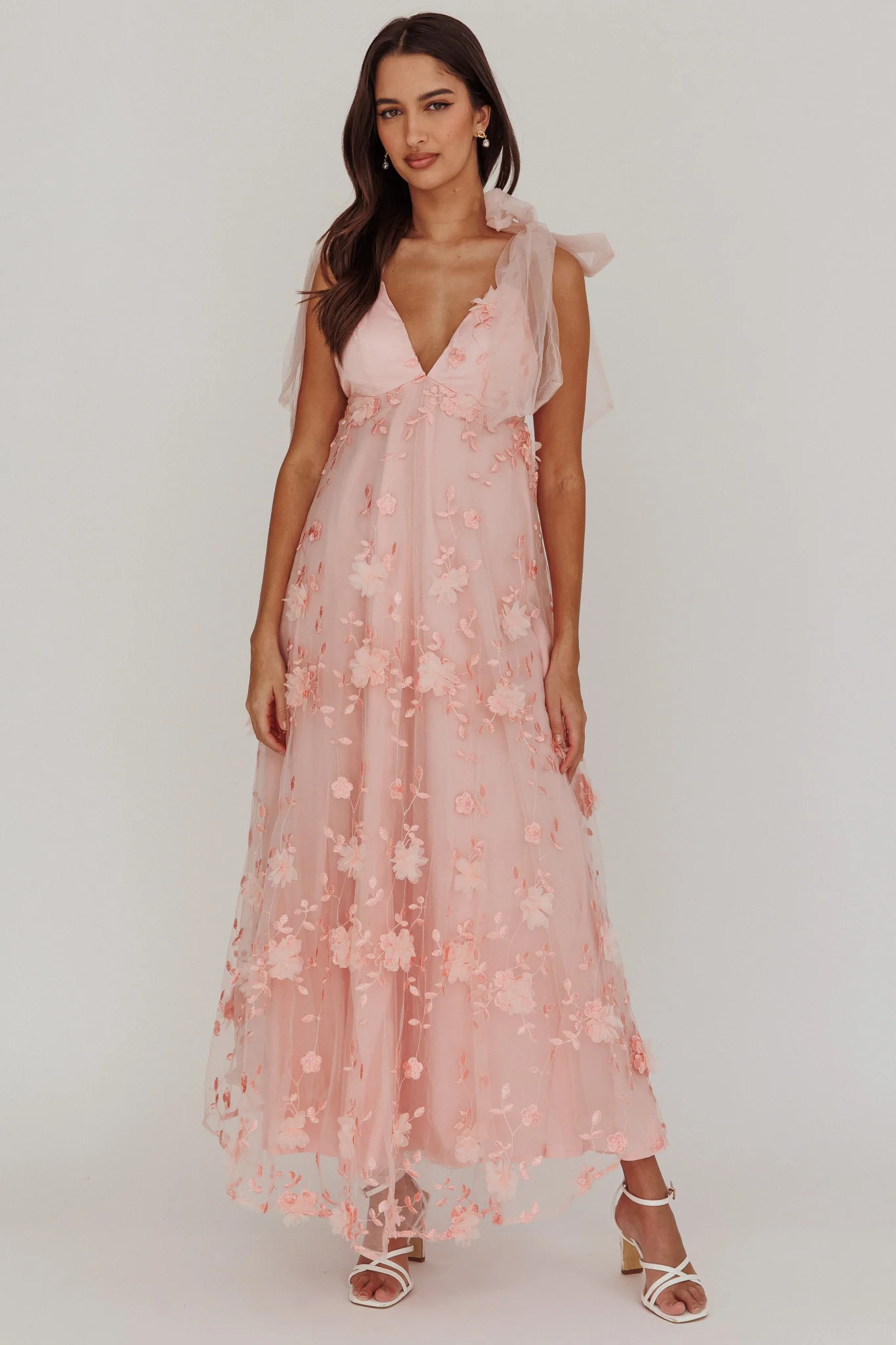 Chantilly Tied Shoulder Maxi Dress Blush - Image 5