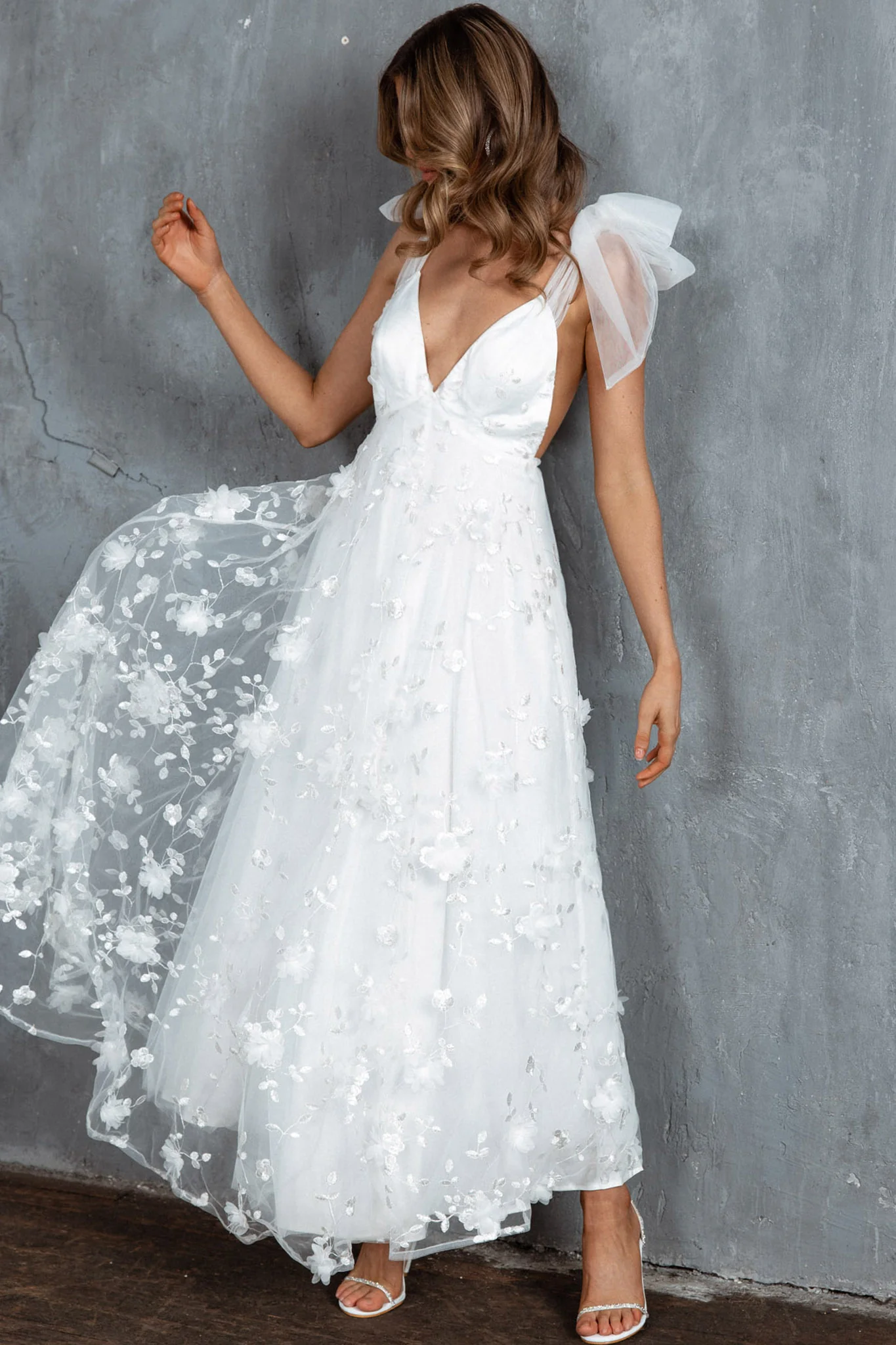 Chantilly Tied Shoulder Maxi Dress White - Image 9