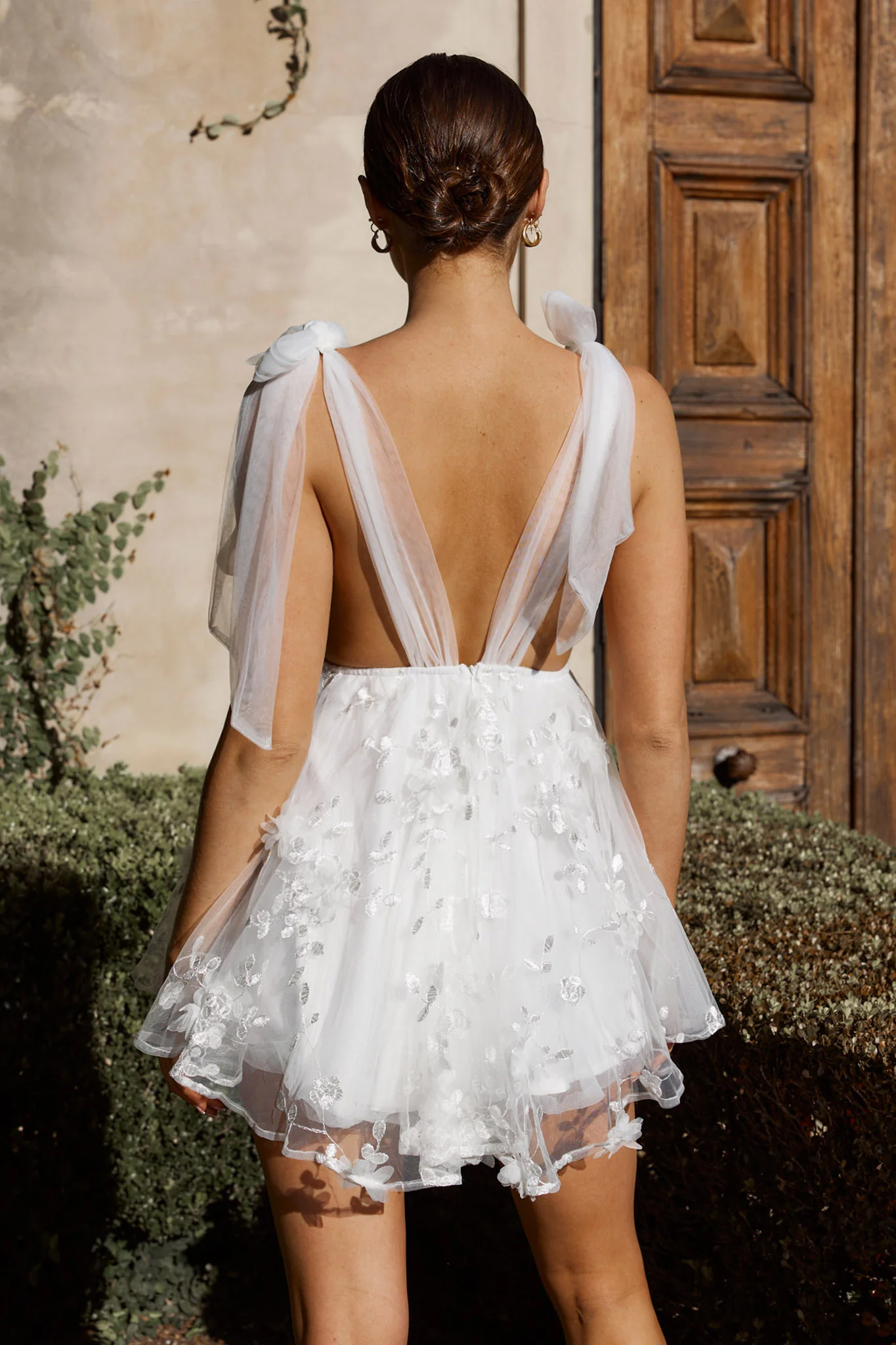 Chantilly Tied Shoulder Mini Dress White - Image 5