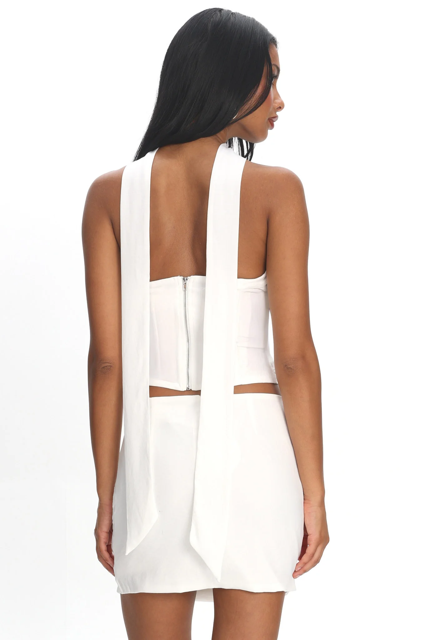 Charise Ruched Mini Skirt Ivory - Image 3