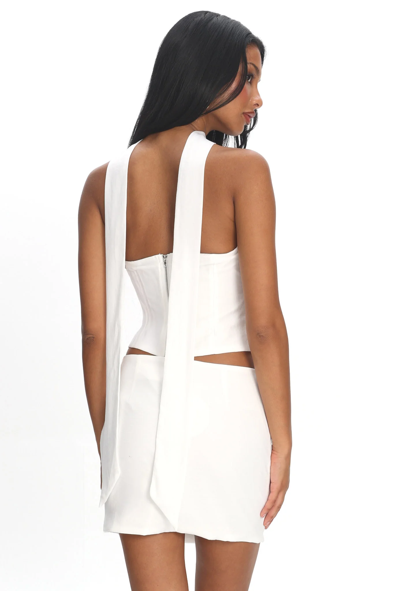 Charise Strapless Neck Tie Top Ivory - Image 3