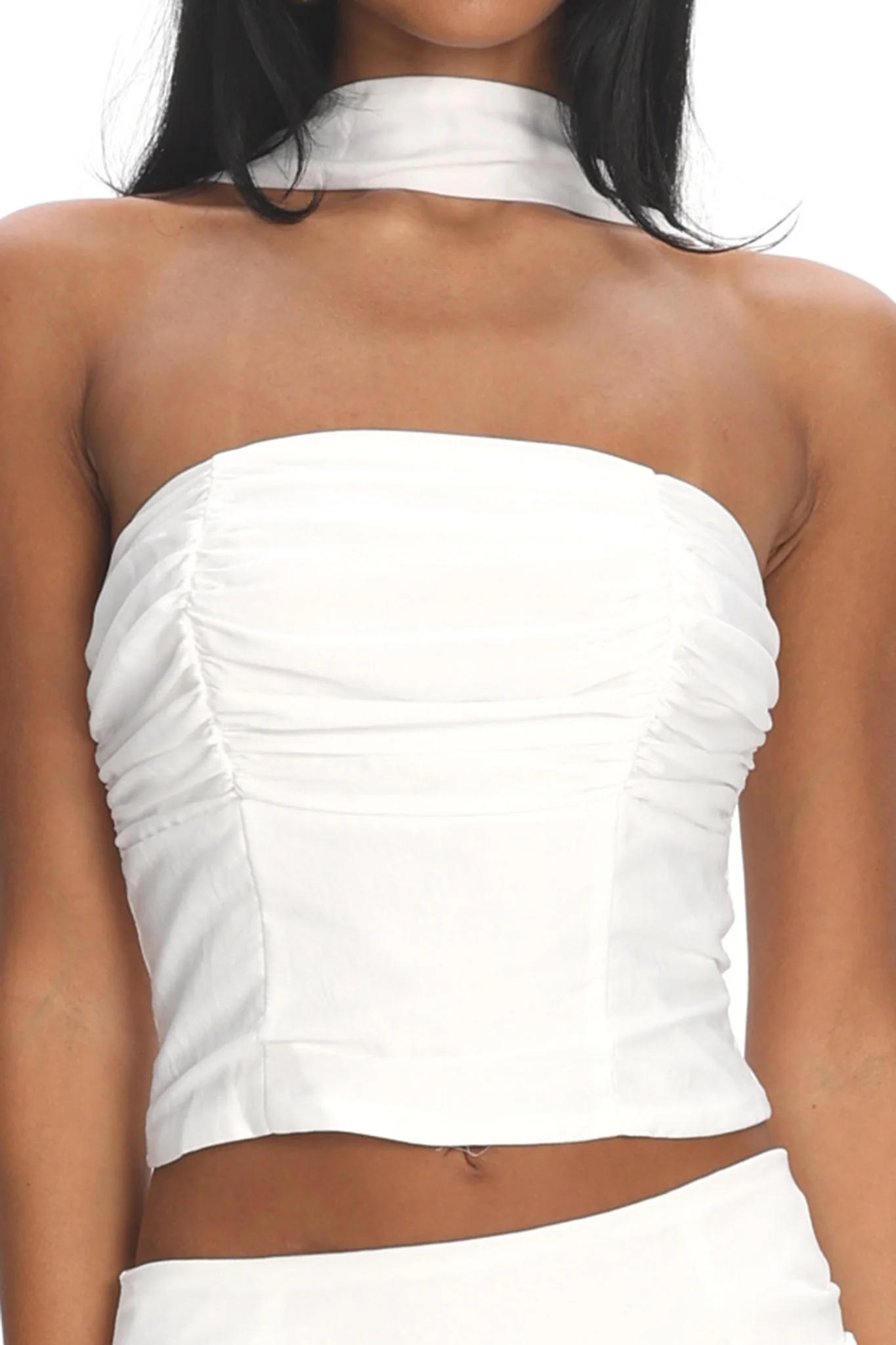 Charise Strapless Neck Tie Top Ivory - Image 4