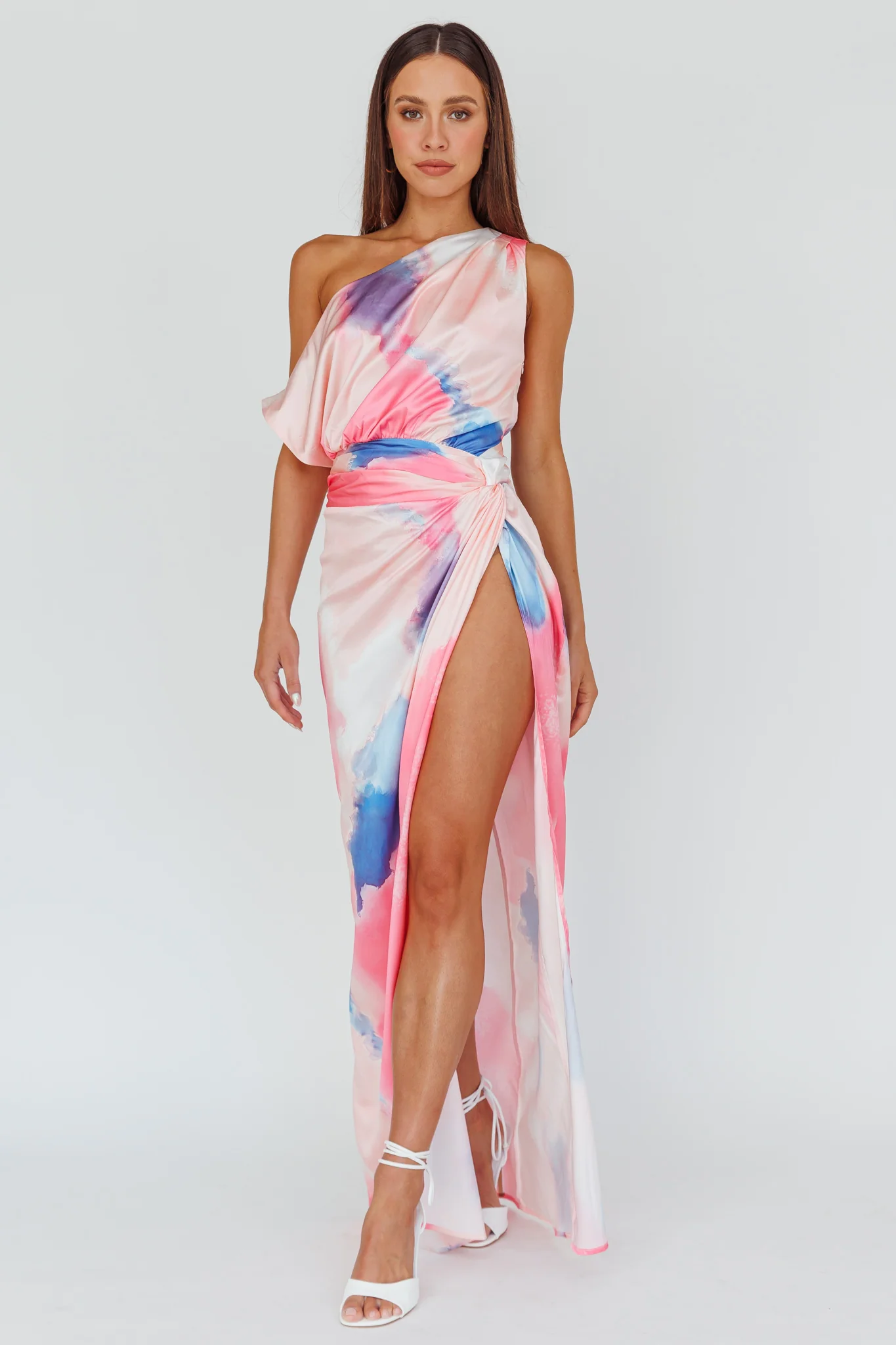 Charm Me Thigh Split Maxi Dress Pink/Blue - Image 3