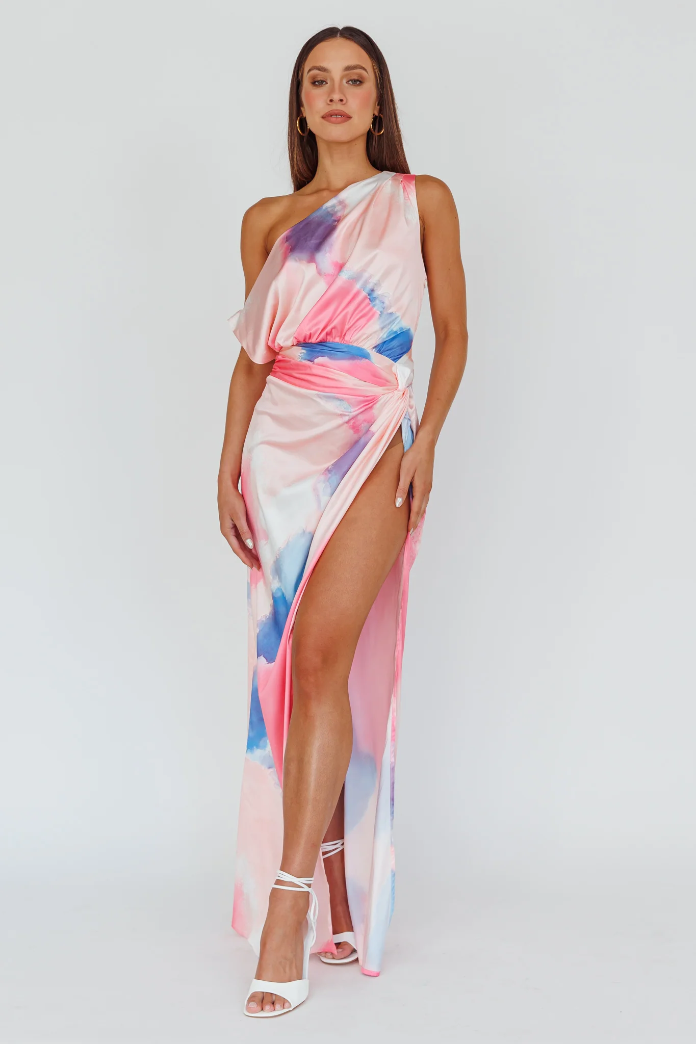 Charm Me Thigh Split Maxi Dress Pink/Blue - Image 5