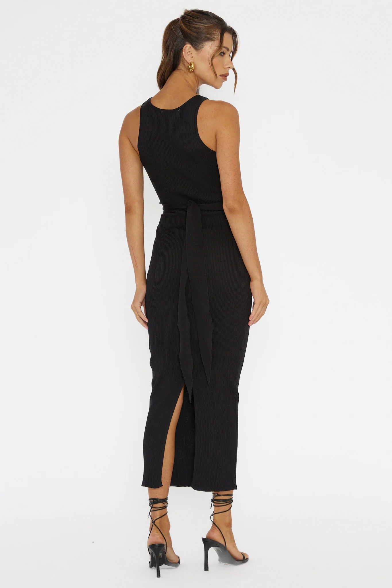 Charmed Me Ribbed Knit Midi Dress Black - Image 2