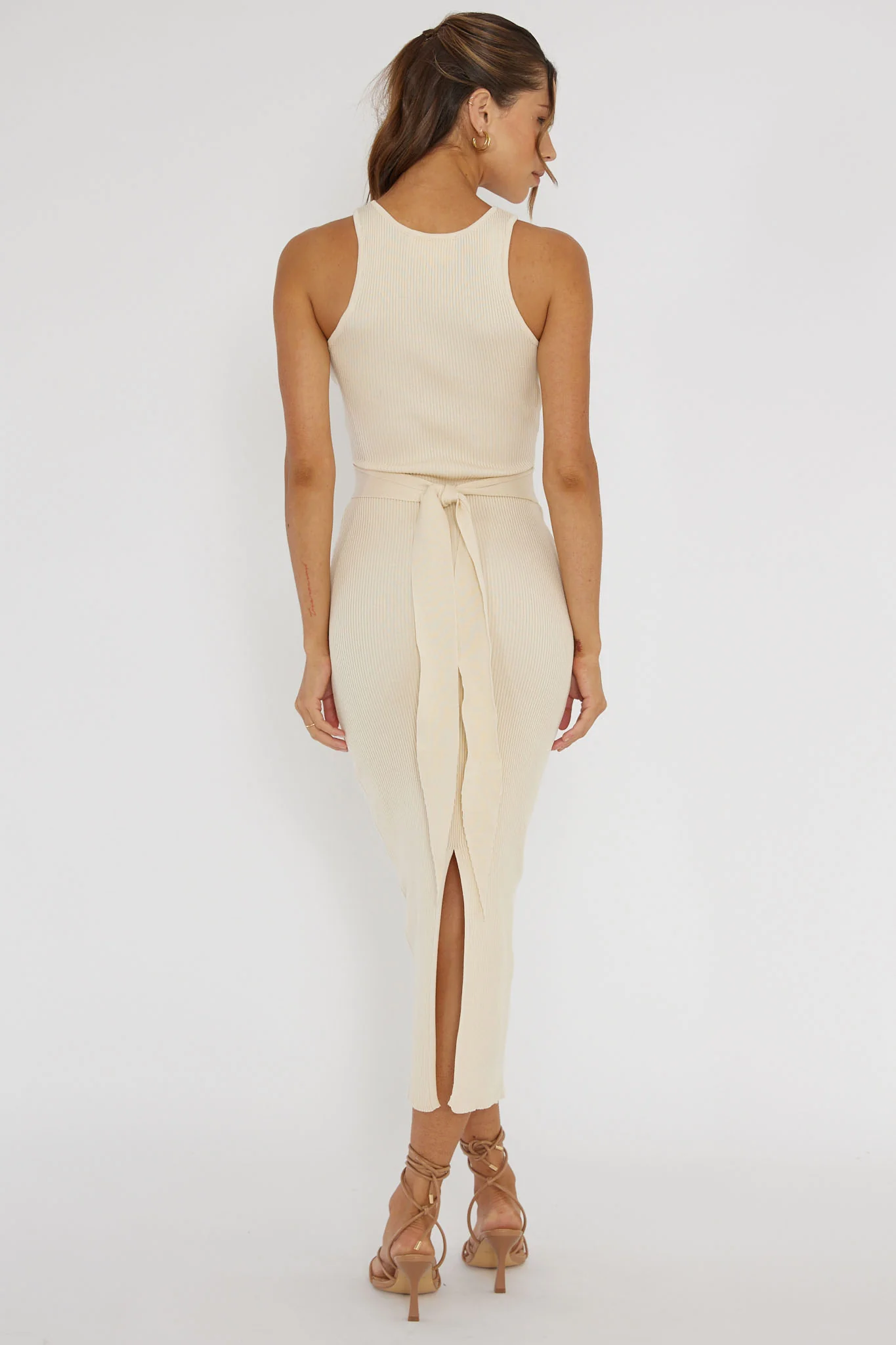 Charmed Me Ribbed Knit Midi Dress Cream - Image 2