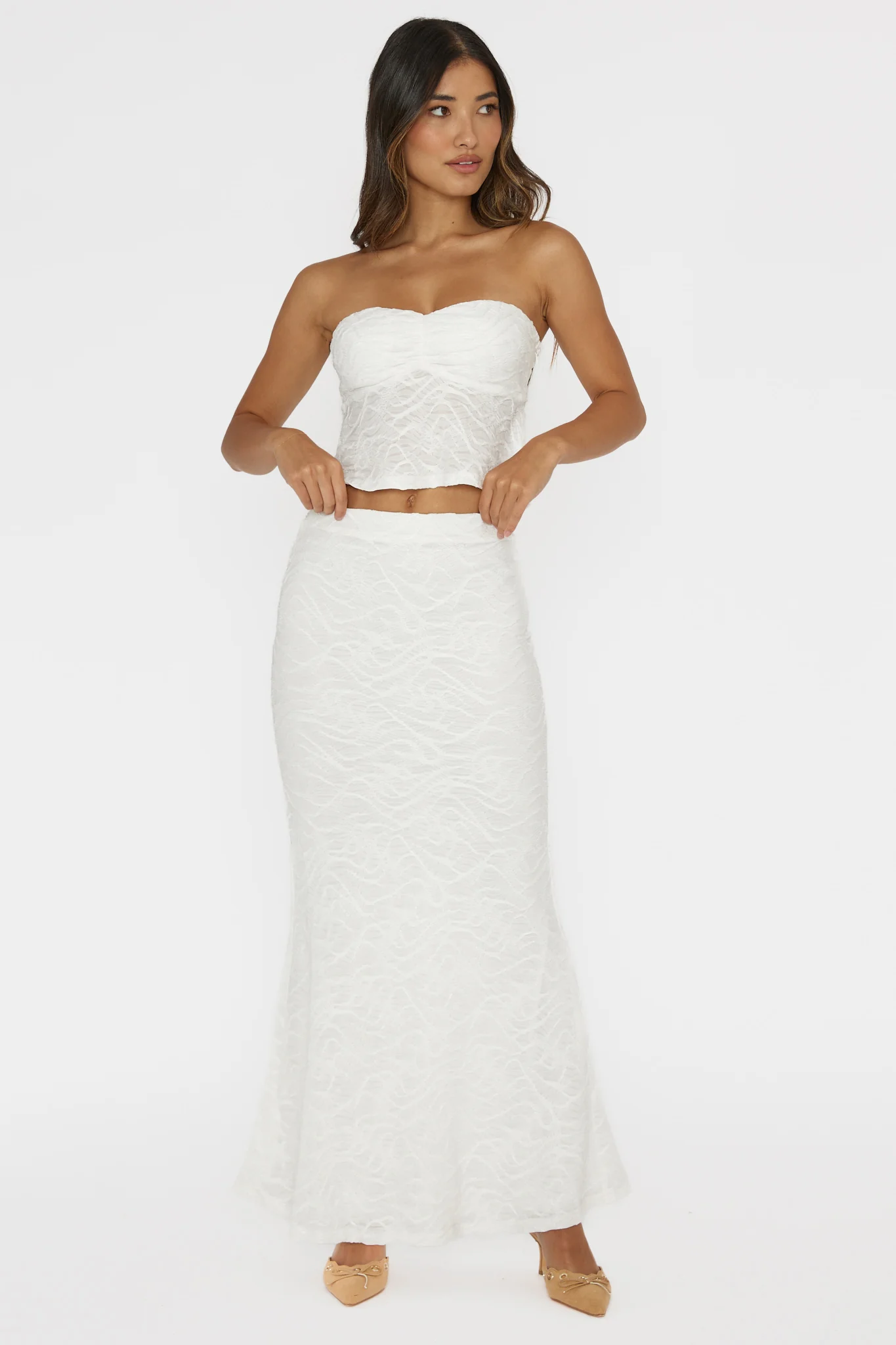 Chat Me Up Embellished Maxi Skirt White - Image 4
