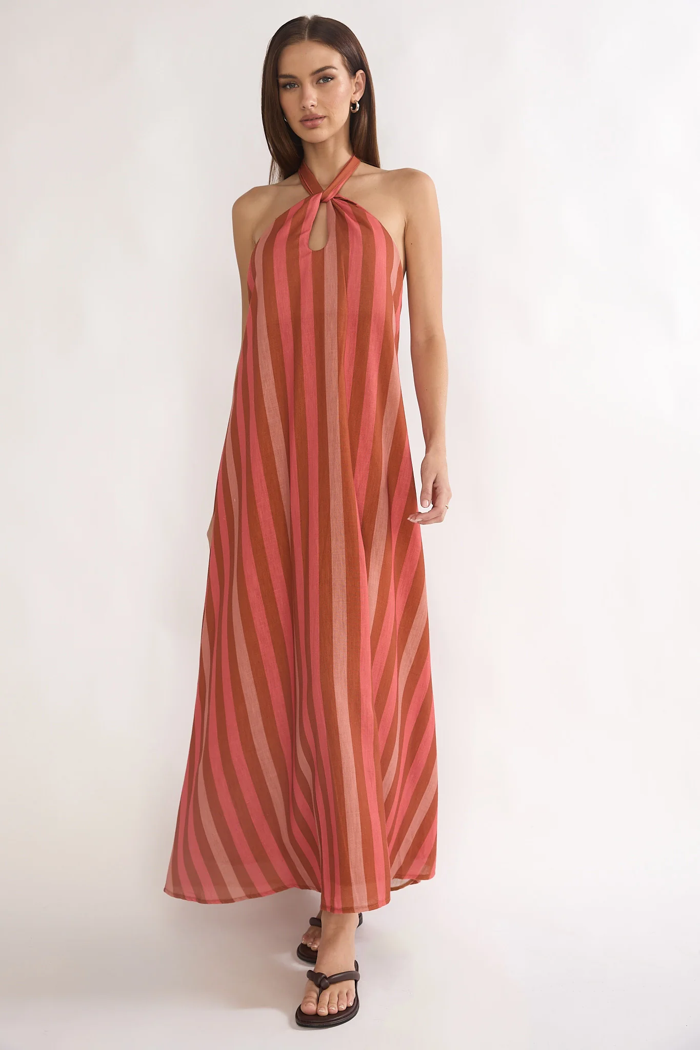 Cheer Backless Halter Maxi Dress Pink Multi - Image 5