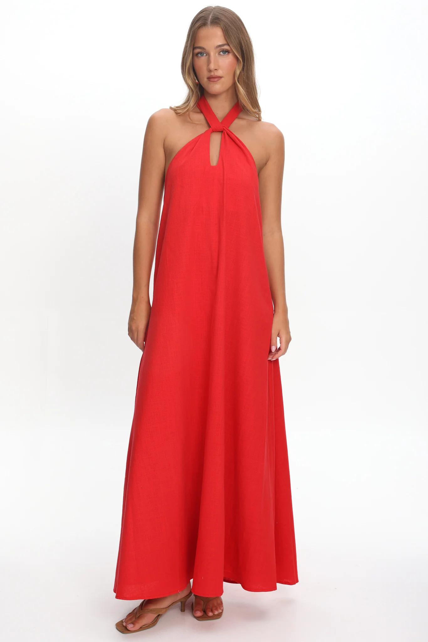 Cheer Twist Halterneck Maxi Dress Red - Image 5