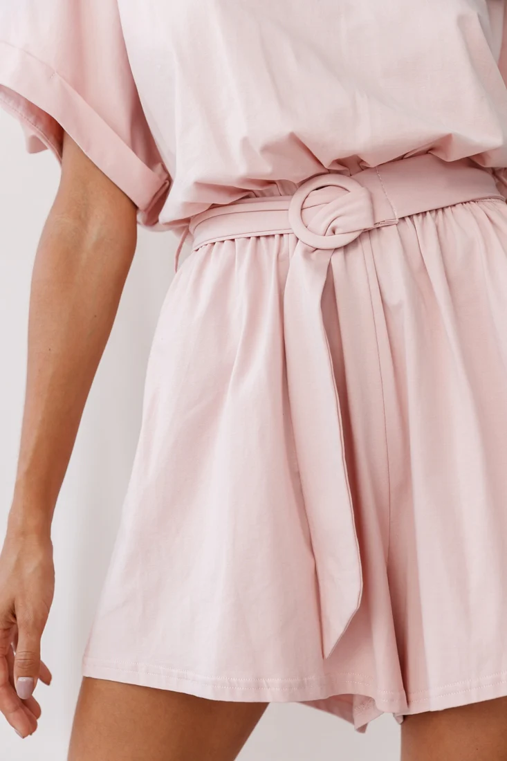 Chelsea Belted T-Shirt Romper Blush - Image 4