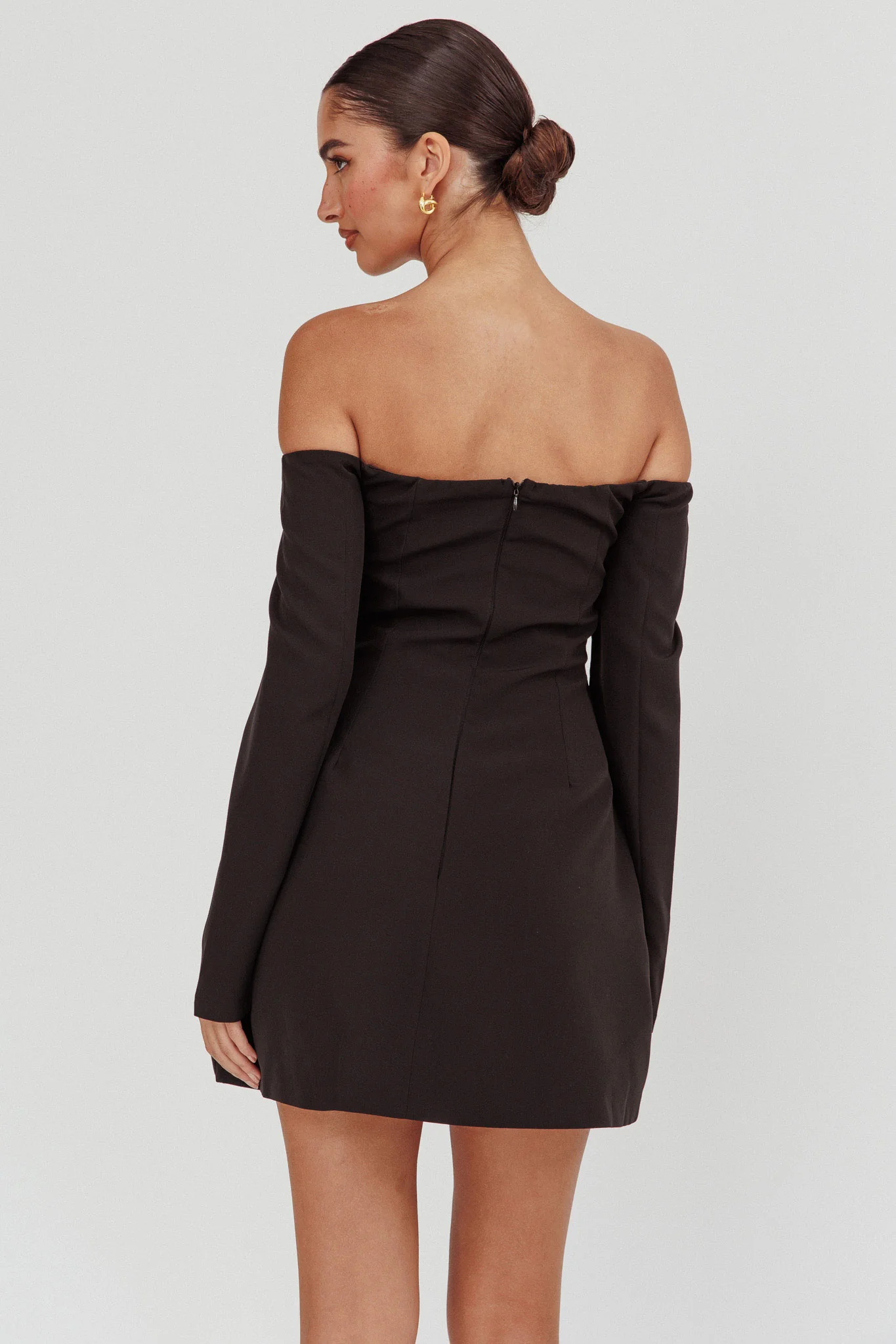 Cherry Wine Off Shoulder Mini Dress Black - Image 3