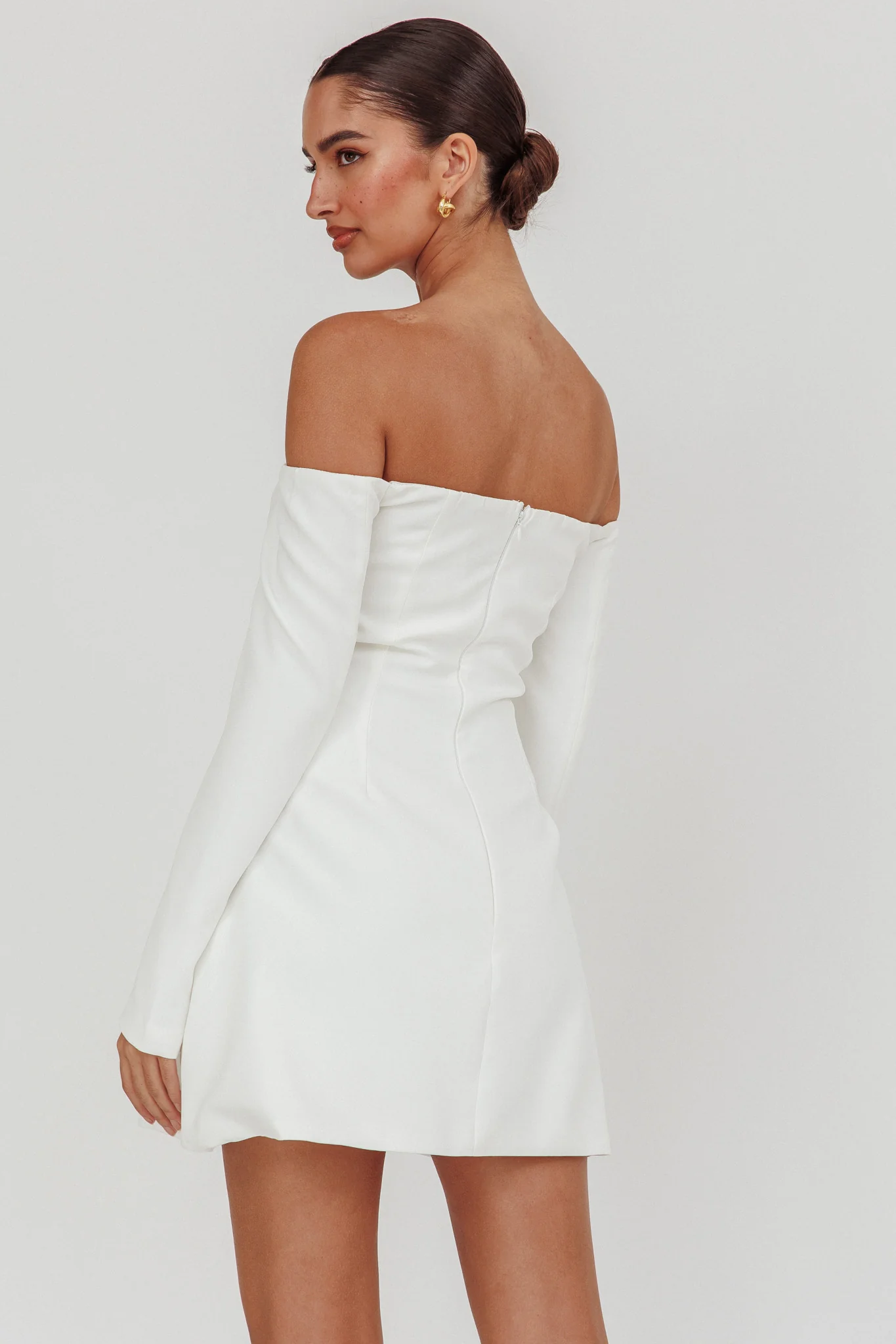 Cherry Wine Off Shoulder Mini Dress White - Image 3