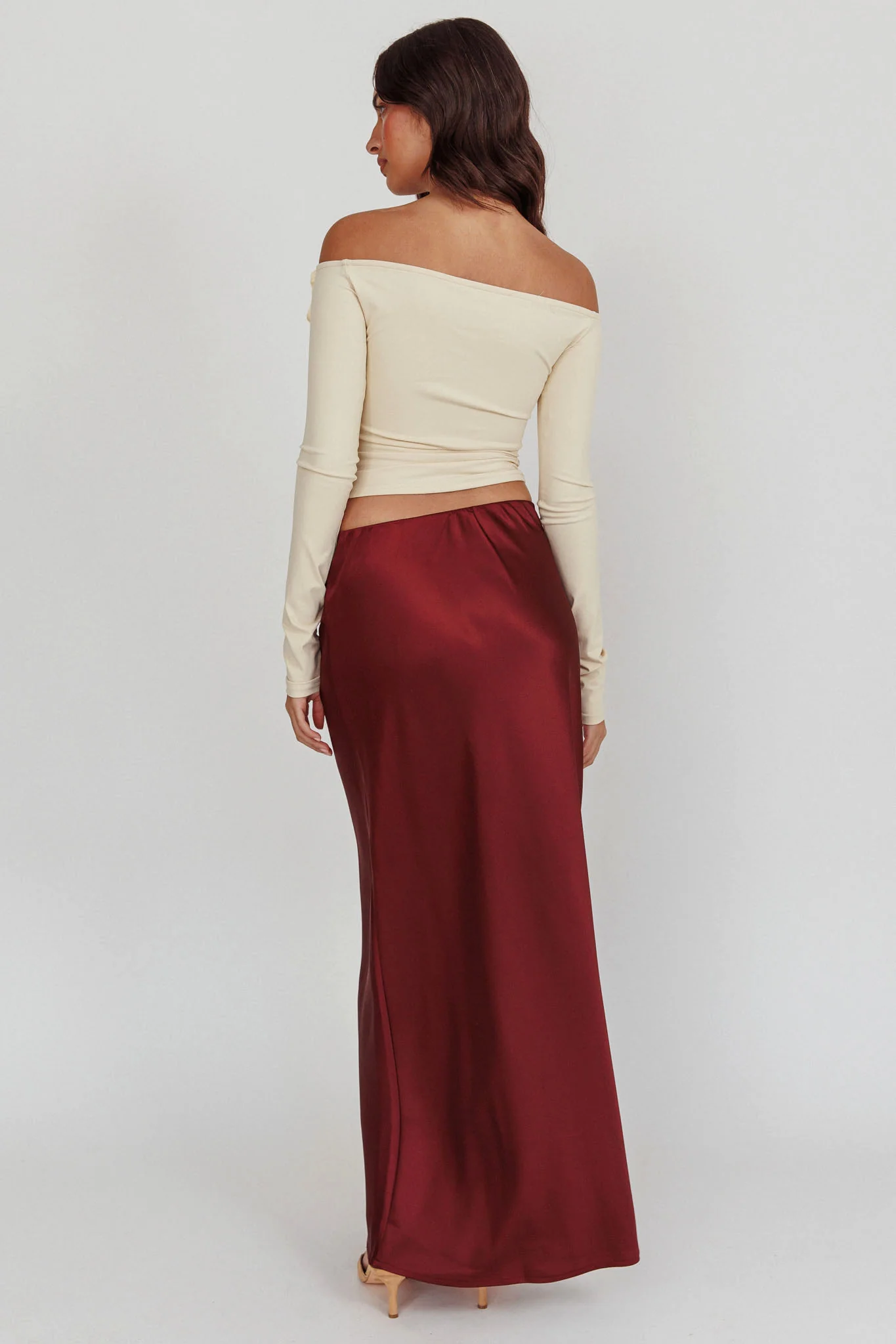 Cherubim Satin Maxi Skirt Wine - Image 4