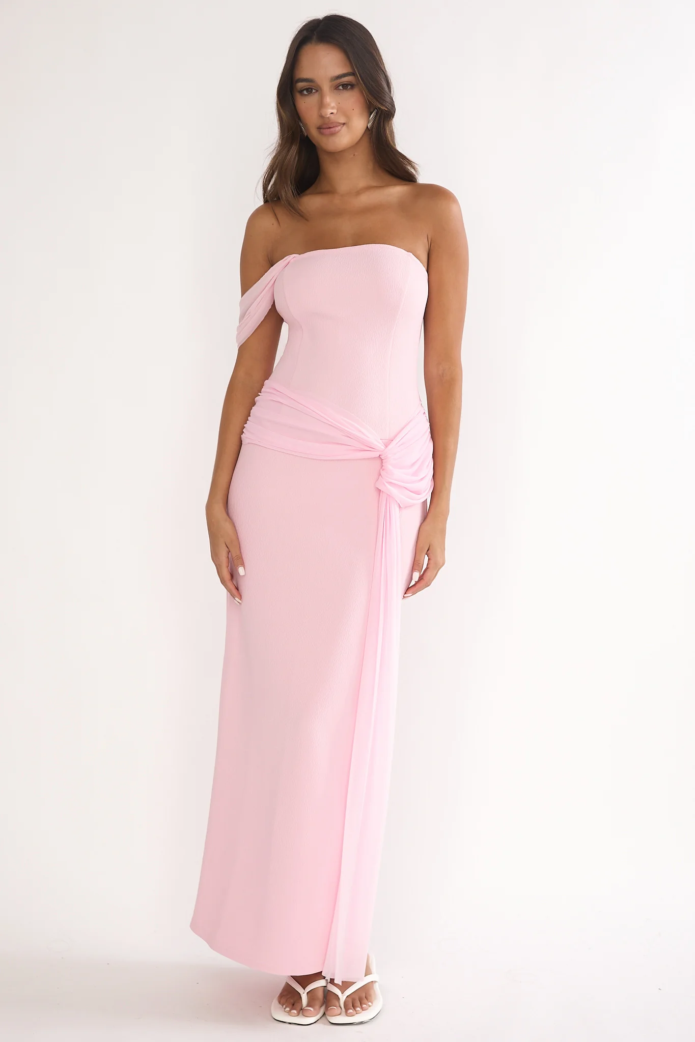 Chiavari Waist Drape Maxi Dress Pink - Image 5