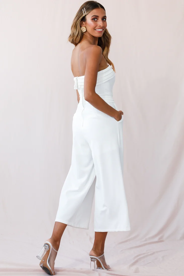 Chosen Strapless Wide Leg Jumpsuit White - Image 10