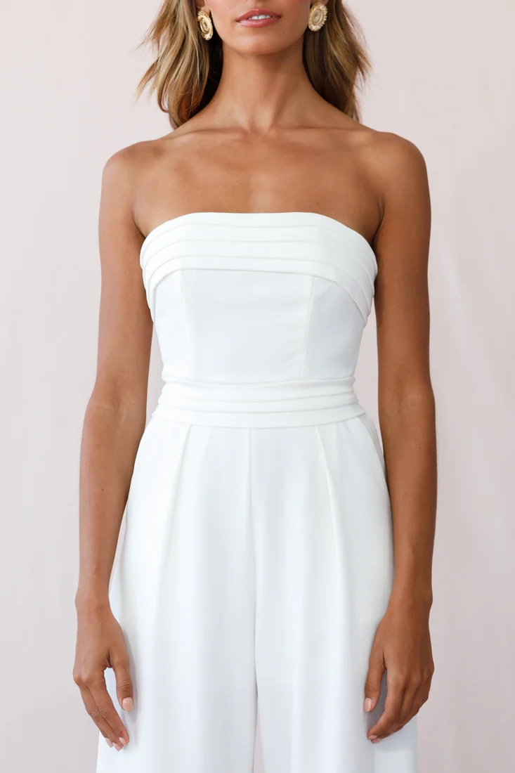 Chosen Strapless Wide Leg Jumpsuit White - Image 11