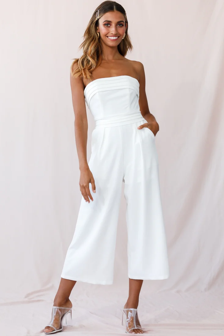 Chosen Strapless Wide Leg Jumpsuit White - Image 8