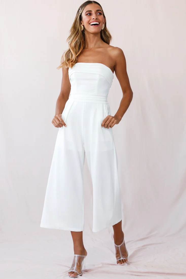 Chosen Strapless Wide Leg Jumpsuit White - Image 9