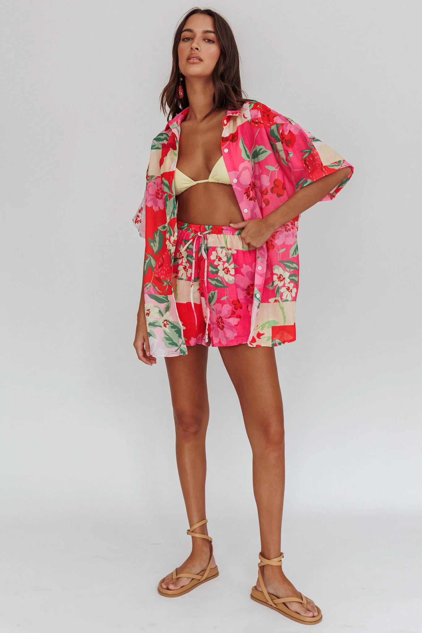 Ciao Ciao Floral Drawstring Shorts Pink - Image 5