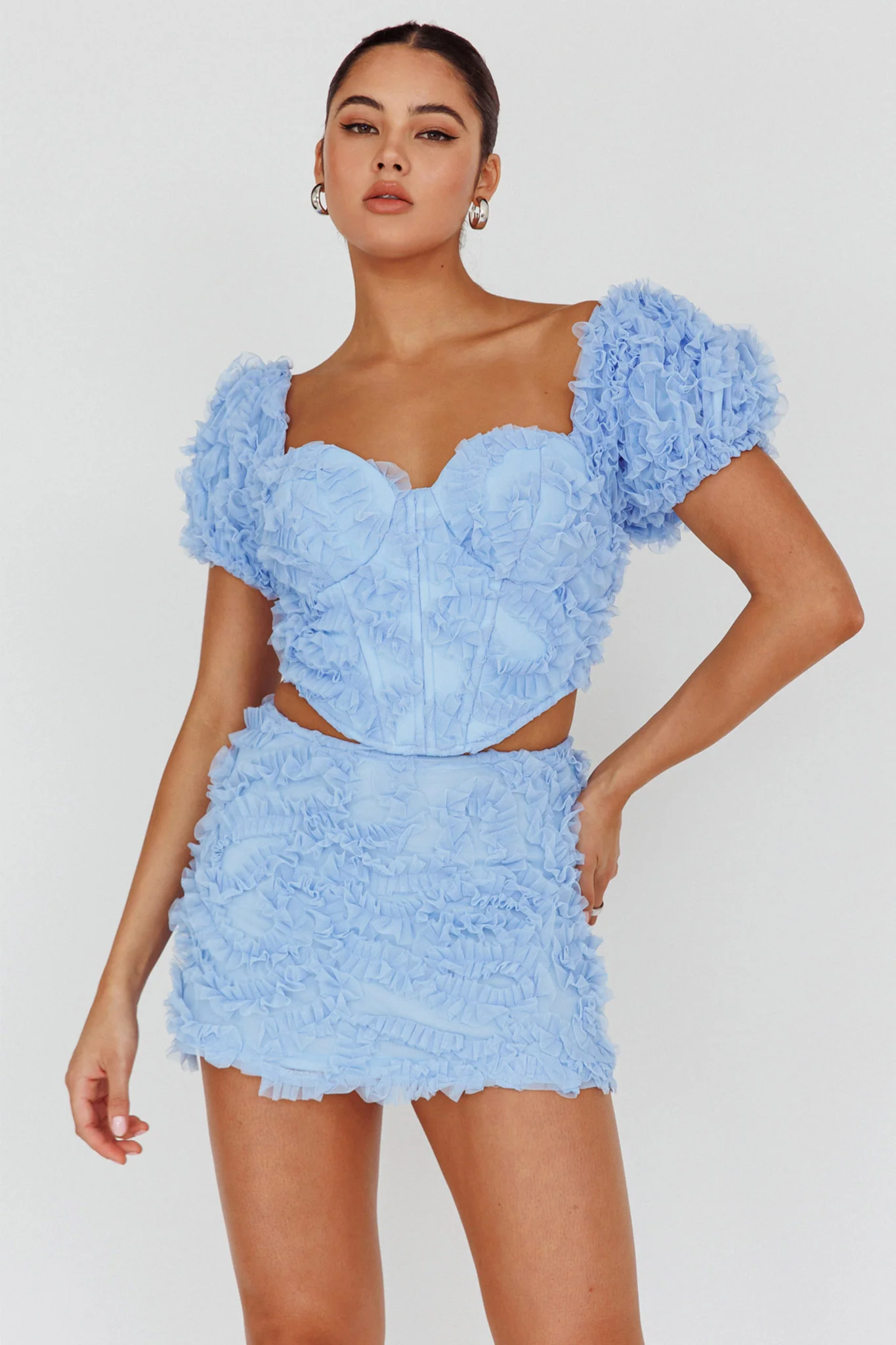 Cielito Embellished Mini Skirt Light blue - Image 3