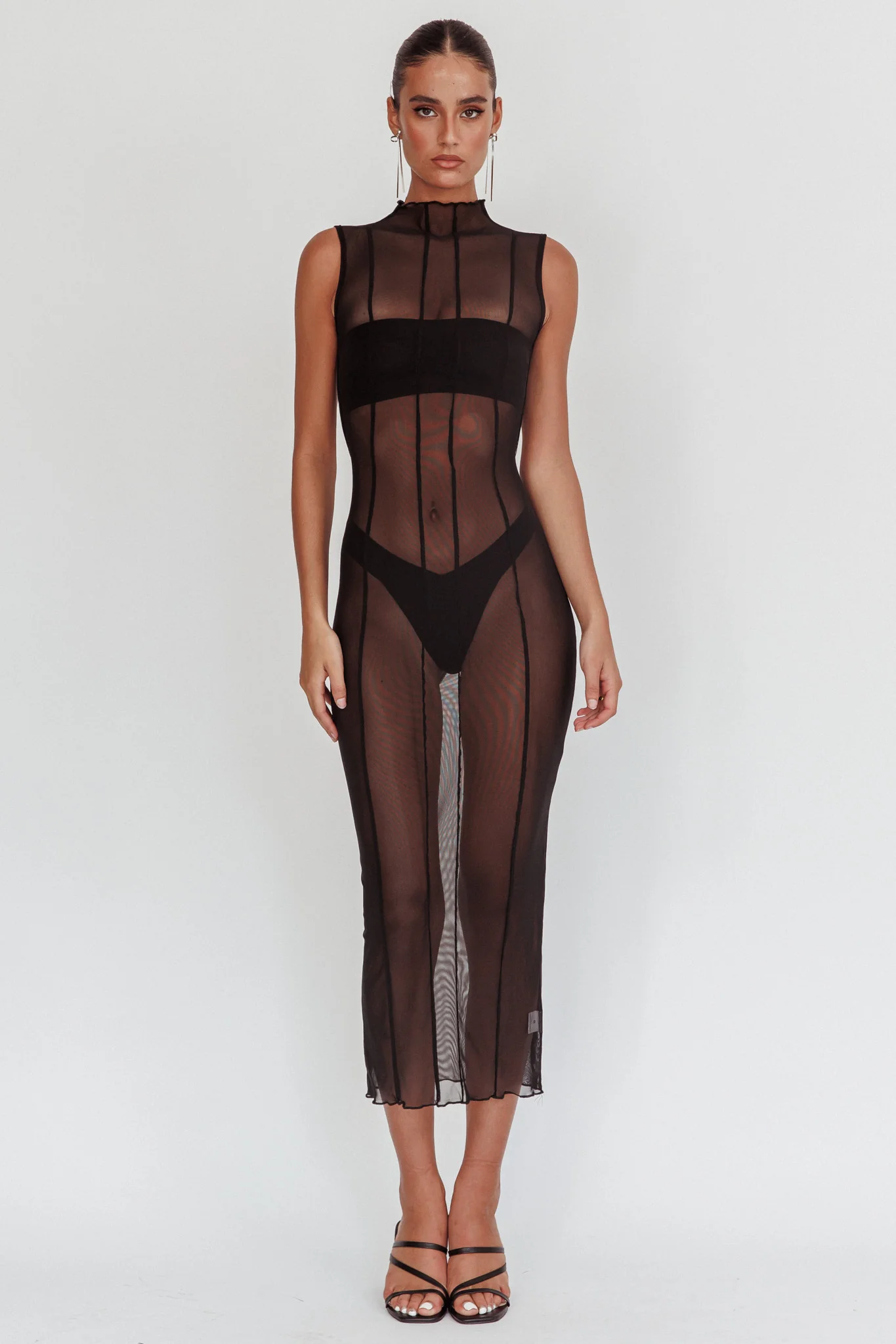 Ciera Sheer Maxi Dress Black - Image 4