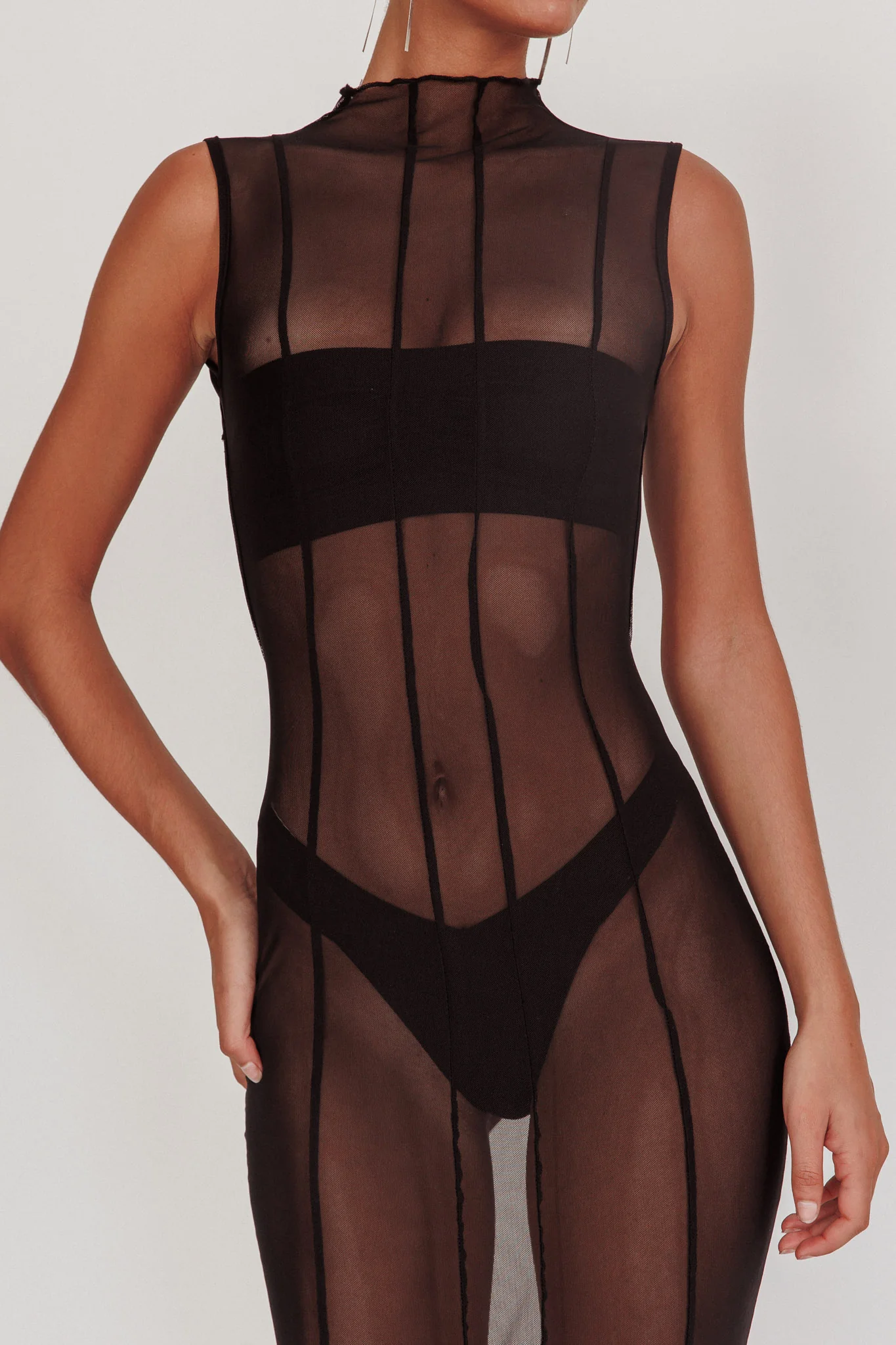 Ciera Sheer Maxi Dress Black - Image 5