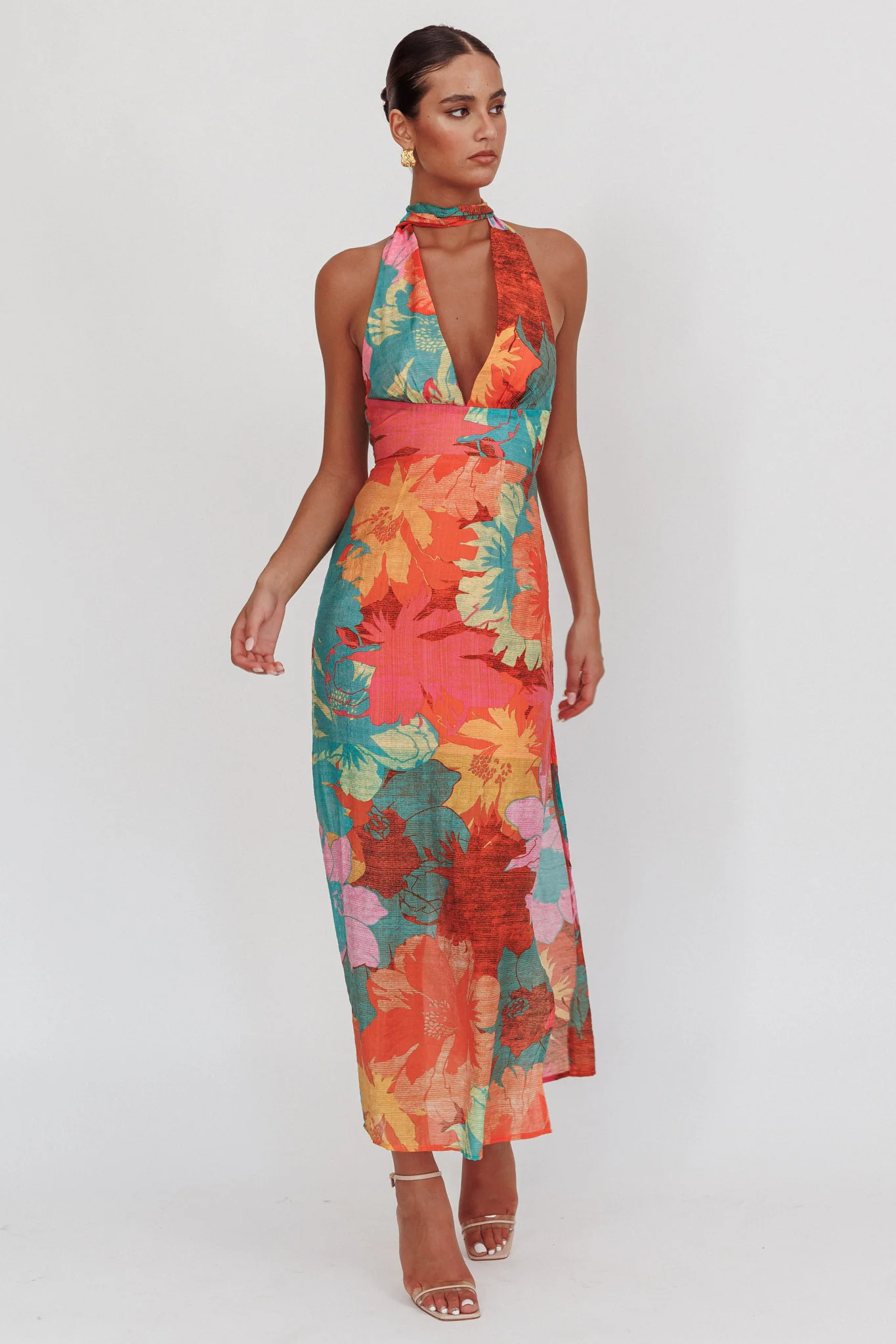 Cipriana Backless Halter Maxi Dress Floral Pink - Image 6