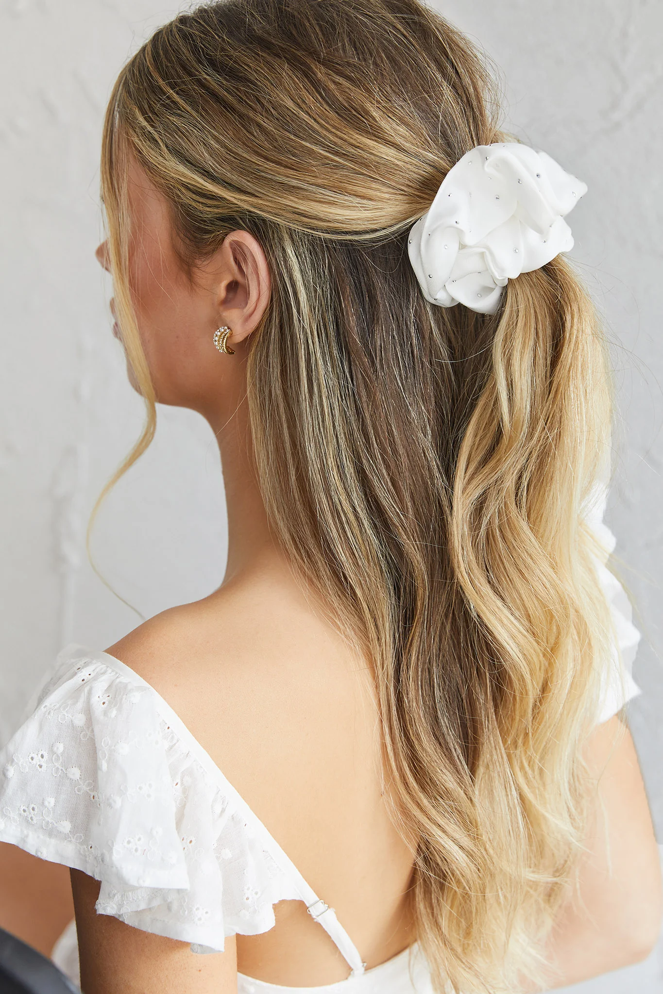 City Lights Embellished Scrunchie White - Image 3