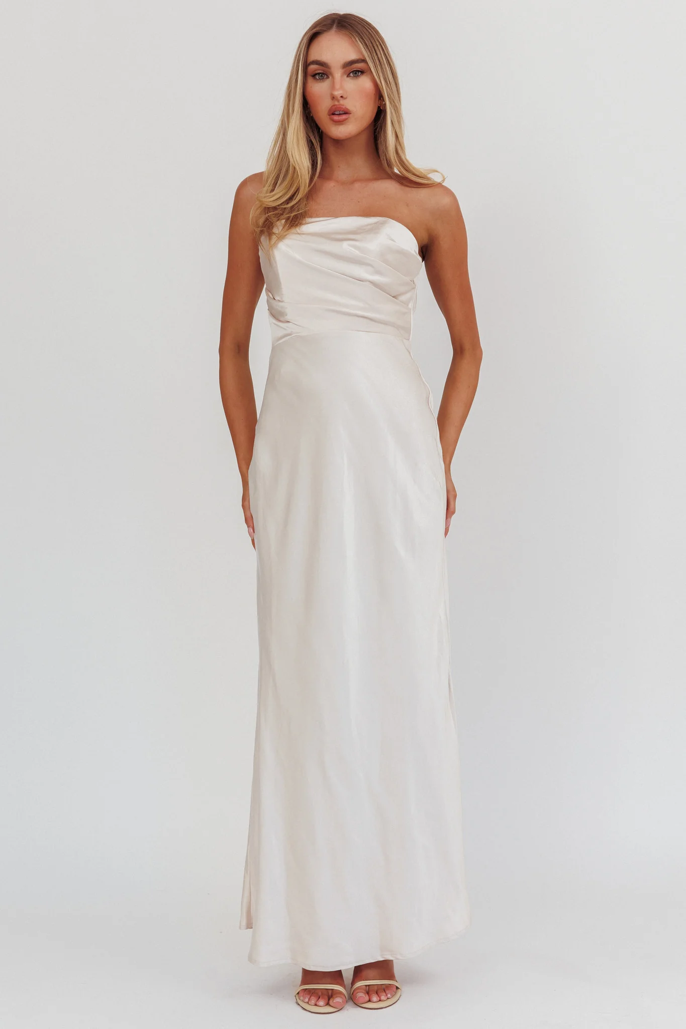City Of Stars Strapless Maxi Dress Champagne - Image 3